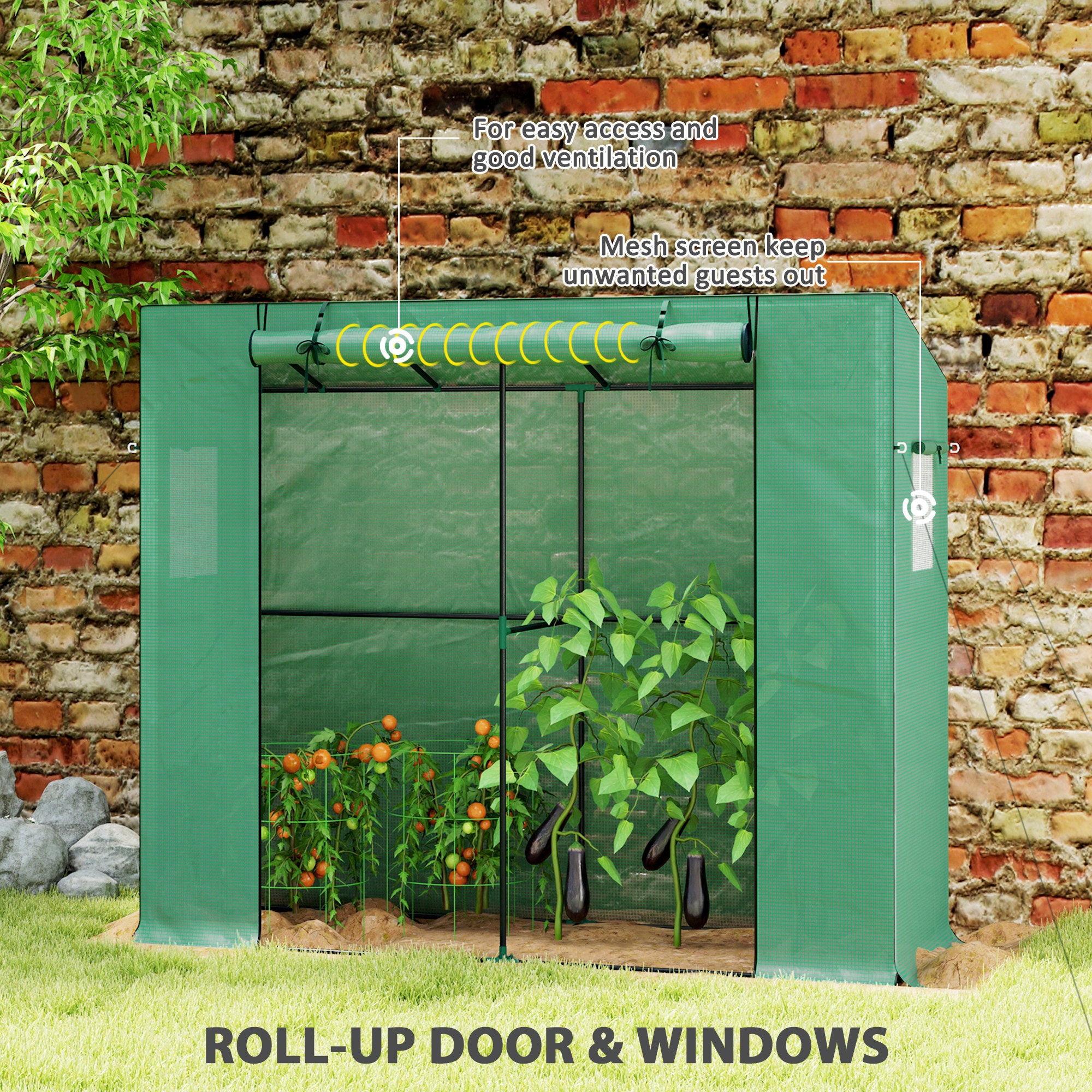 Walk-in Portable Greenhouse Small Greenhouse for Outdoors with UV-resistant PE Cover, 6.6' x 2.5' x 5.6'