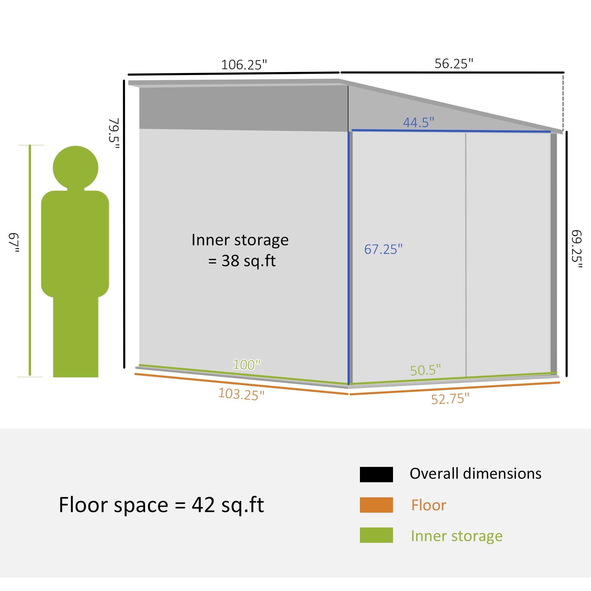 4.6' x 9' Outdoor Storage Shed, Lean to Metal Shed with Foundation Kit, Lockable Doors and Gloves for Patio, Lawn