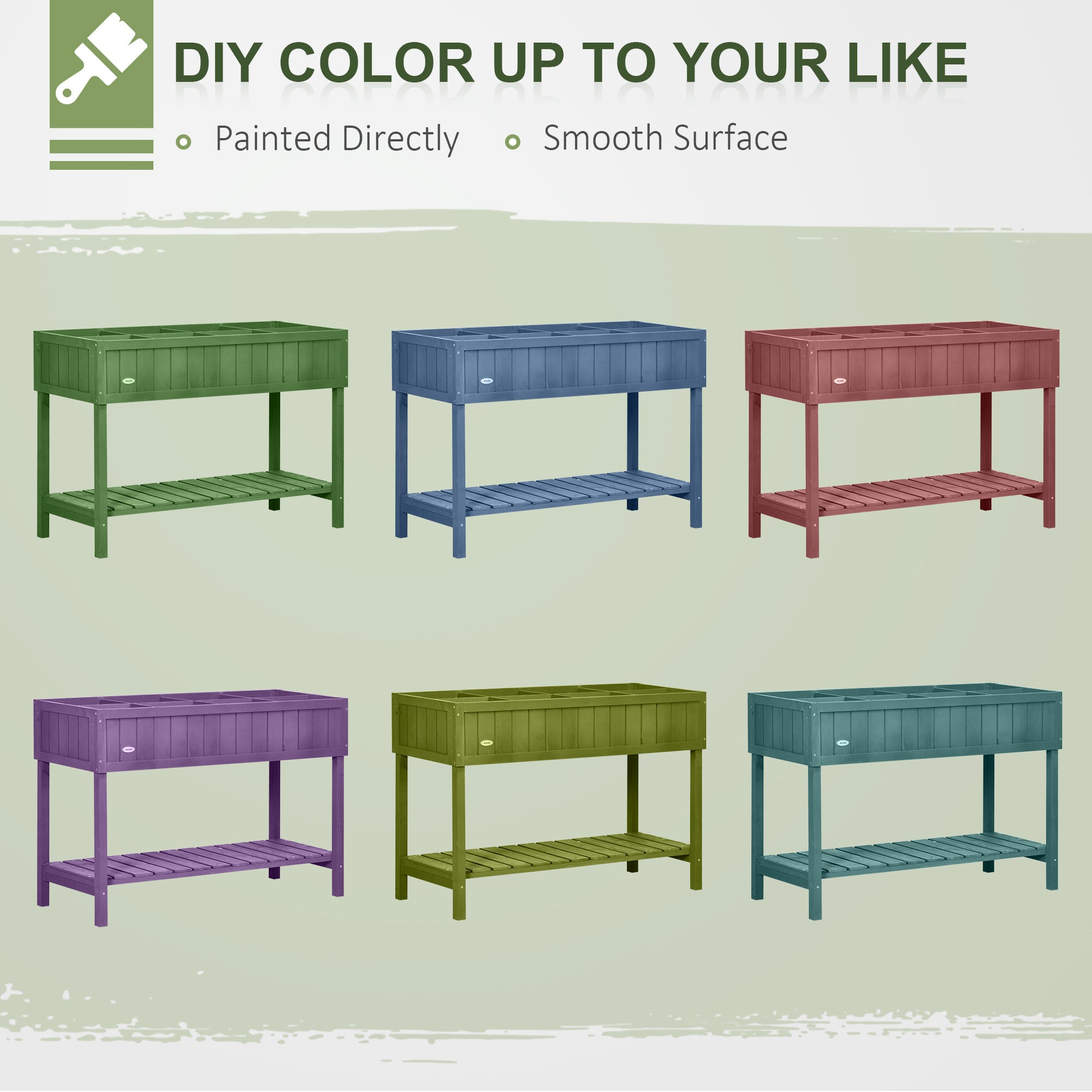 Wooden Raised Garden Bed, Elevated Planter Box Stand with 8 Slots and Open Shelf, Dark