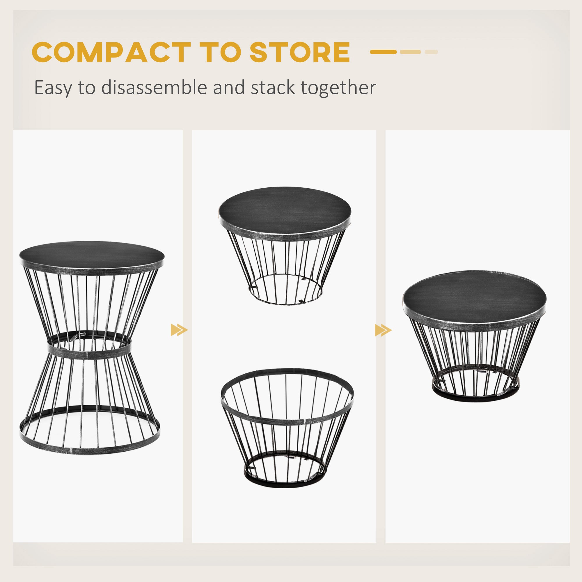16" Steel Patio Side Table, Garden End Table with Hourglass Design, Accent Table for Outdoor and Indoor Use, Distressed