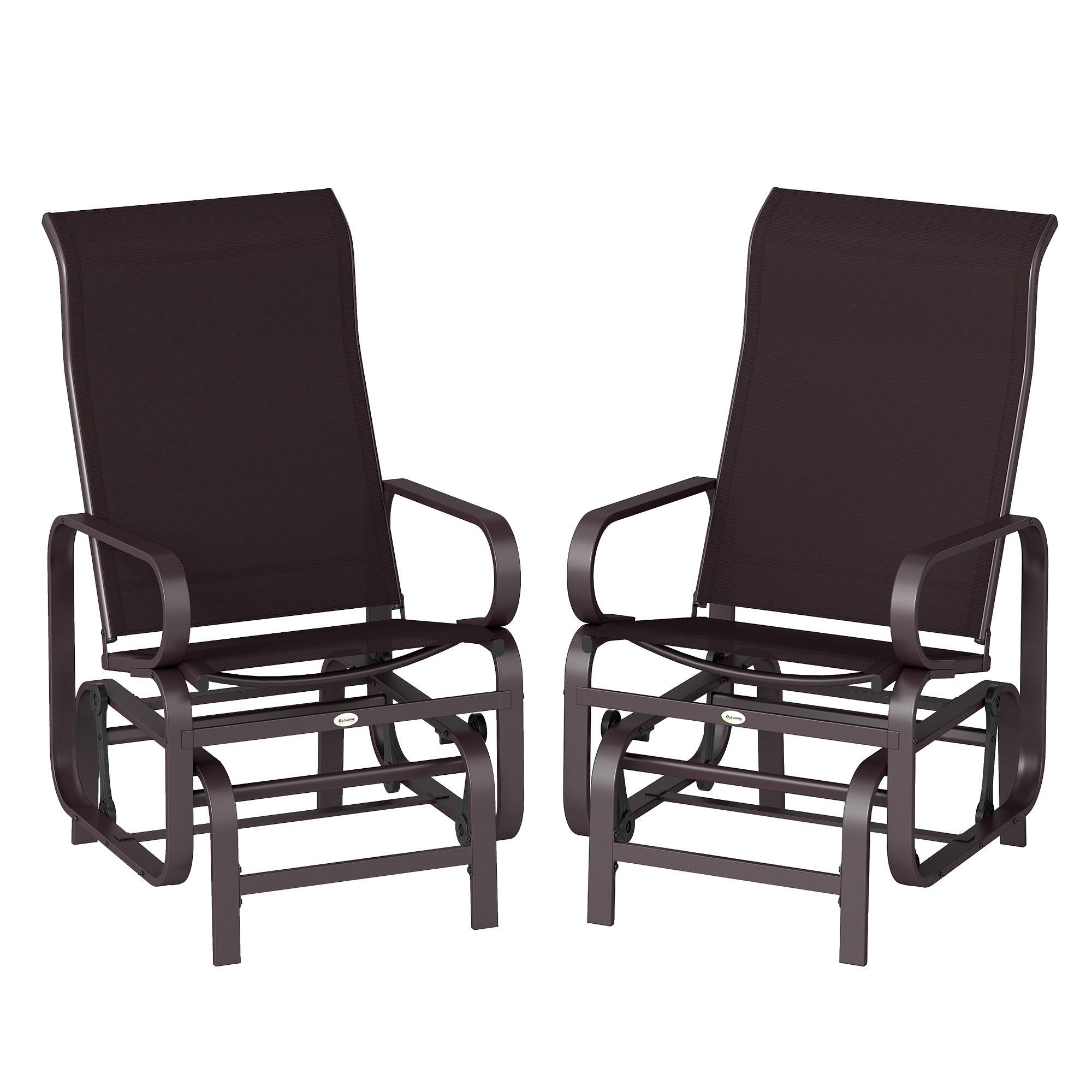 Gliding Lounger Chair Set of 2, Single Rockers with Lightweight Metal & Mesh Construction