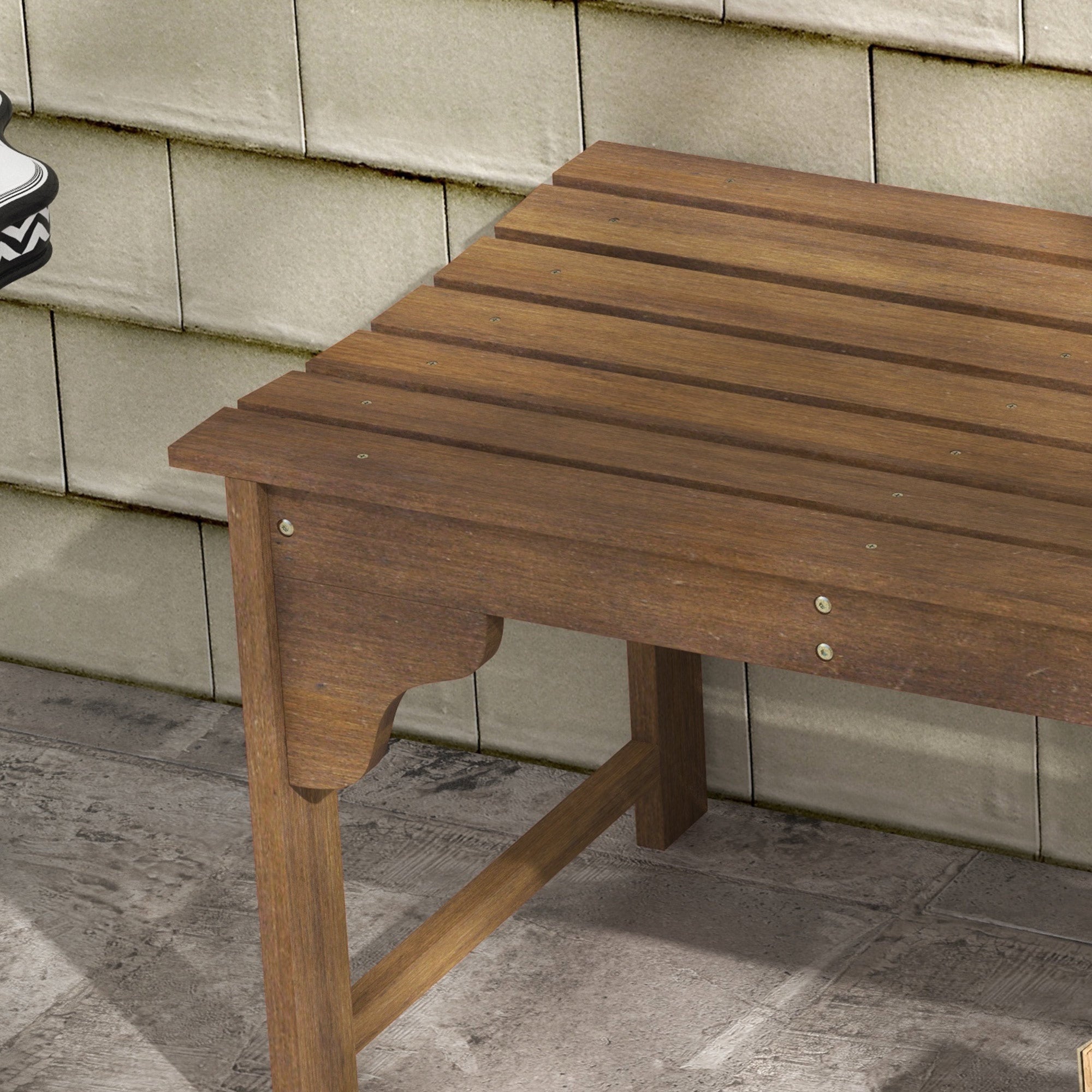 Slatted Wooden Garden Bench, Curved Seat Front Porch Bench