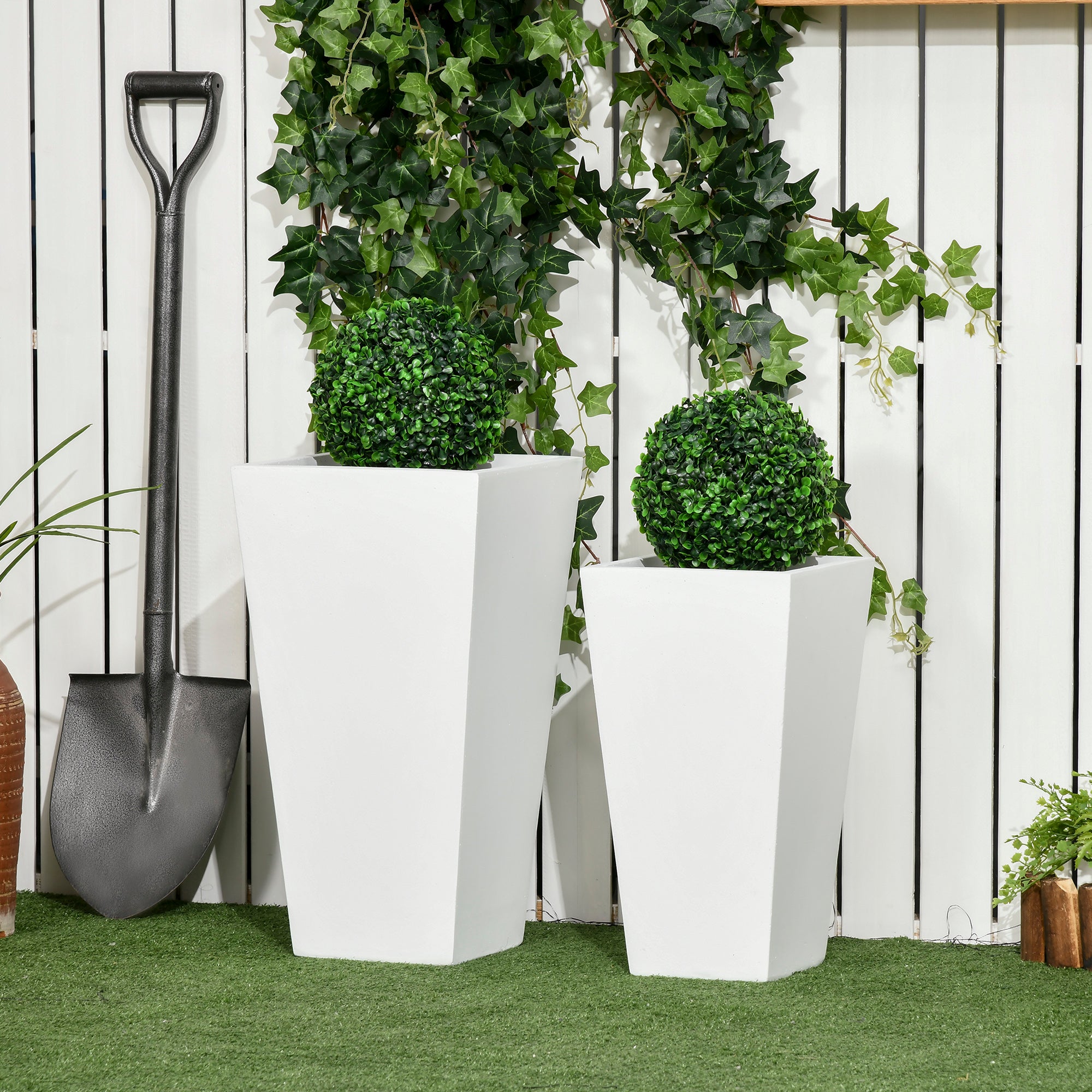 2-Pack Outdoor Planter Set, Flower Pots with Drainage Holes, Durable & Stackable Plant Pot, 22in & 18in, for Porch, Entryway, Patio, Yard, Garden
