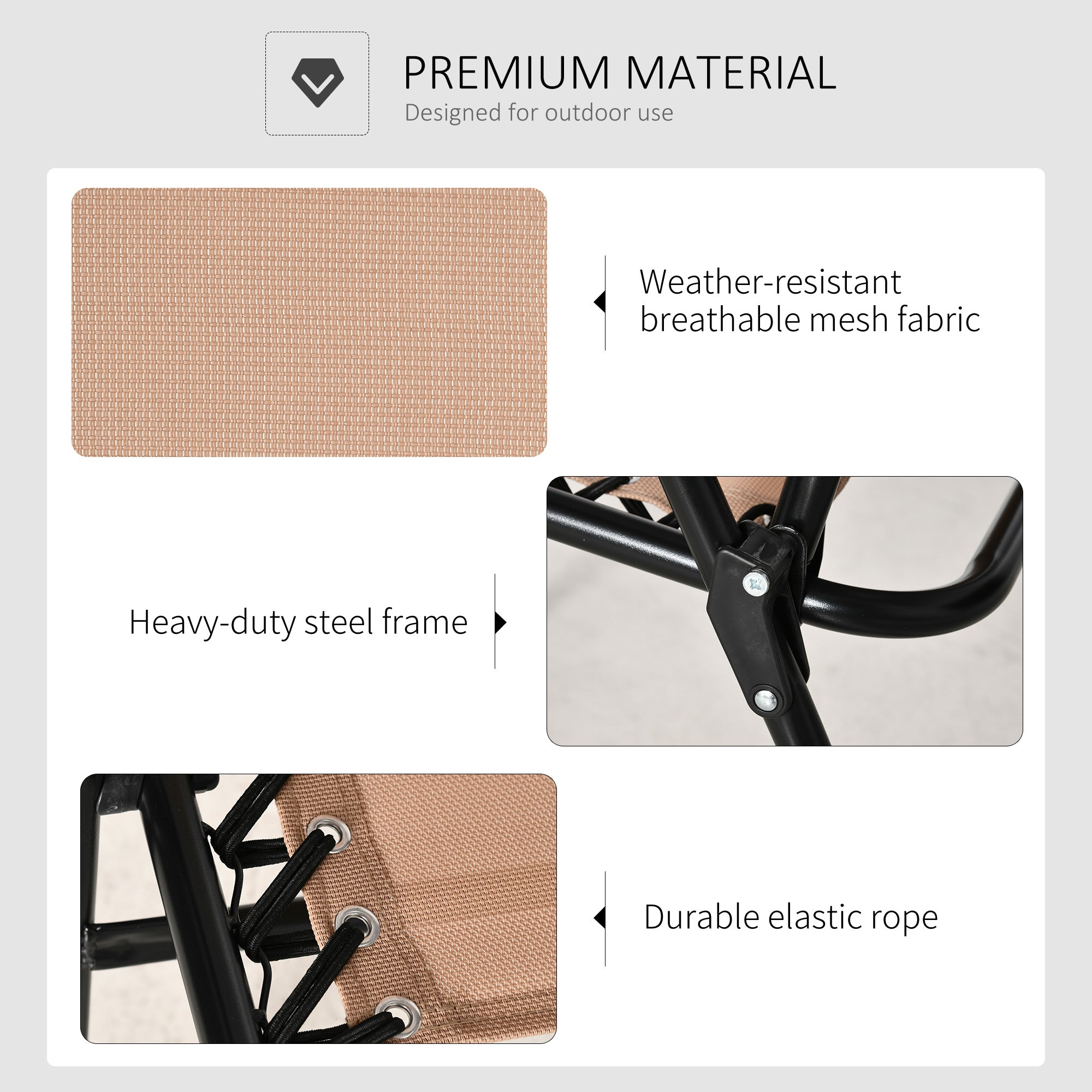 Patio Folding Chair, Sling Suspension Chair for Deck, Camping, Sports Events, Patio, Beach & Pool, Space Saving