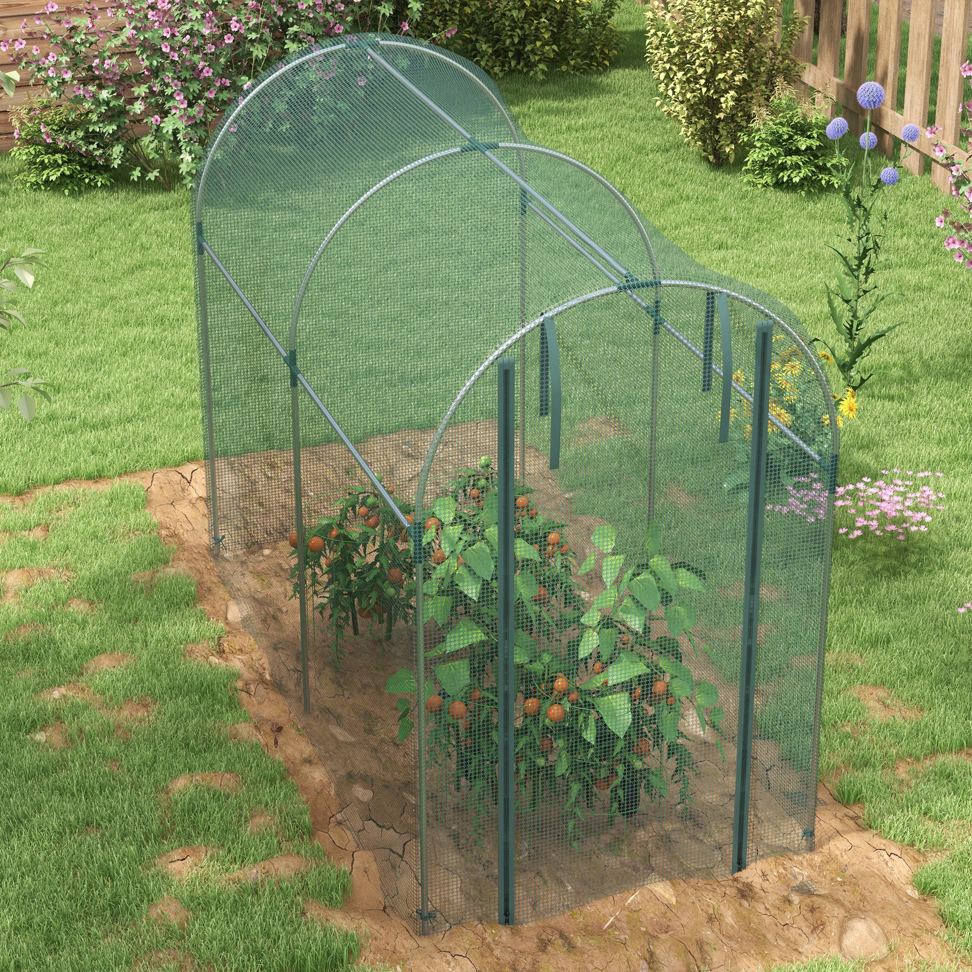 Galvanized Steel Crop Cage, Plant Protection Tent with Zippered Door, 4' x 8'