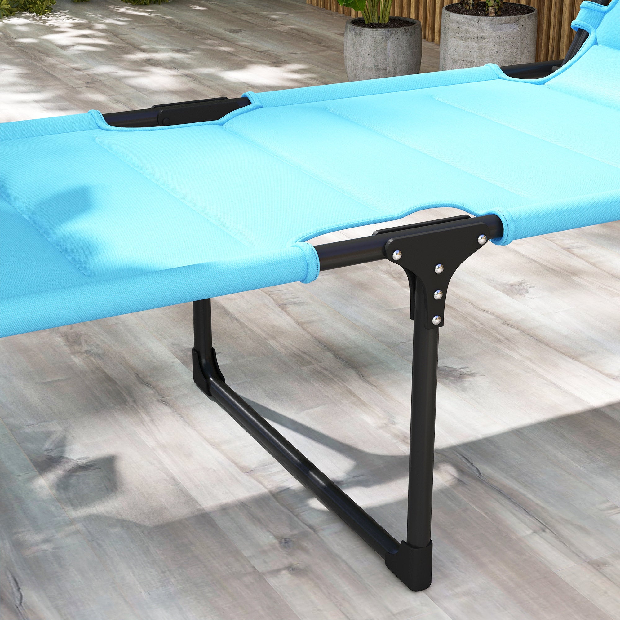 2 Pcs Outdoor Lounge Chair, 4 Position Adjustable Backrest, Folding, Cushioned w/ Sun Shade Roof & Pillow