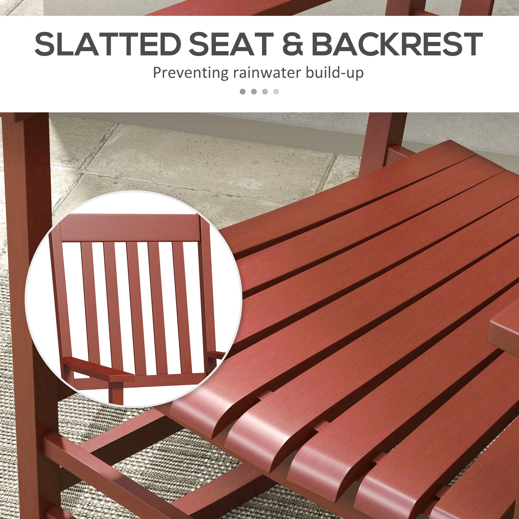 Outdoor Rocking Chair Set of 2, Patio Rocking Chair with Smooth Curves, High Density Wooden Rockers for Lawn Garden Porch, Supports Up to 350lbs
