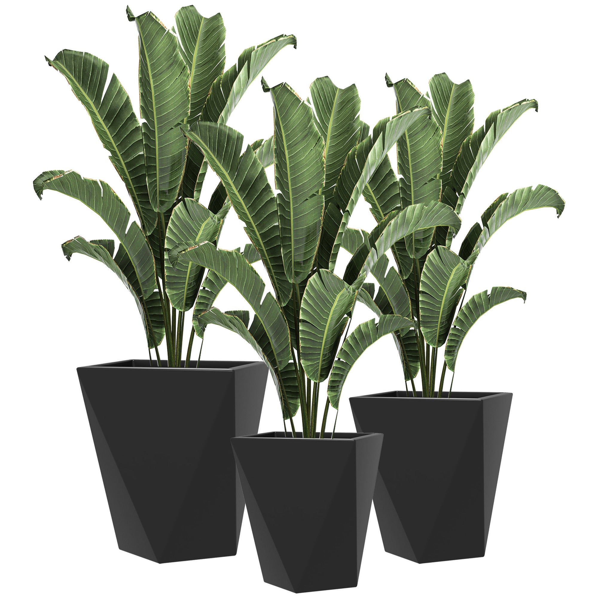 Indoor Outdoor Planters Set of 3 MgO Tall Planters Stackable Flower Pots with Drainage Holes for Garden, Balcony