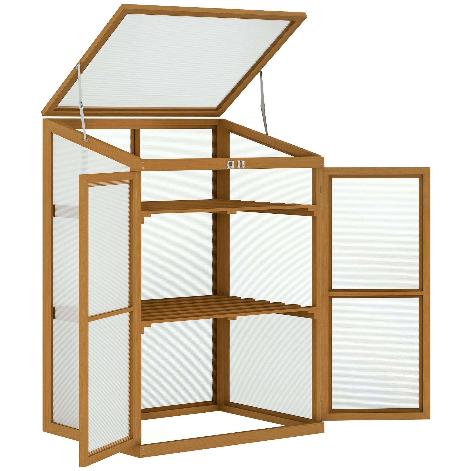 Wooden Cold Frame Greenhouse Small Mini Planter Box, 30" L x 24" W x 44" H