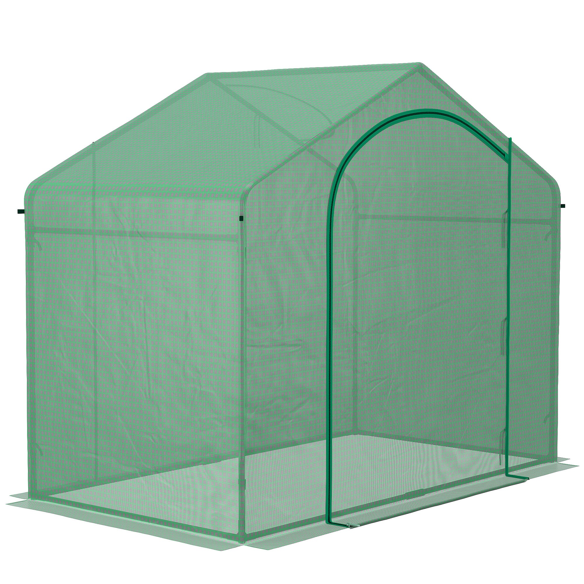 6' x 3' x 5' Portable Walk-in Greenhouse, PE Cover, Steel Frame Garden Hot House, Zipper Door, Top Vent for Flowers, Vegetables, Saplings, Tropical Plants, Green