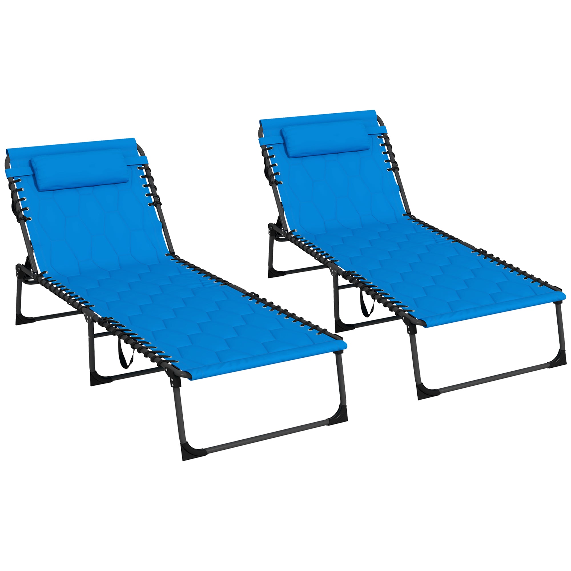 Folding Chaise Lounge Set with Reclining Back, 25.6" x 74" x 14.2"