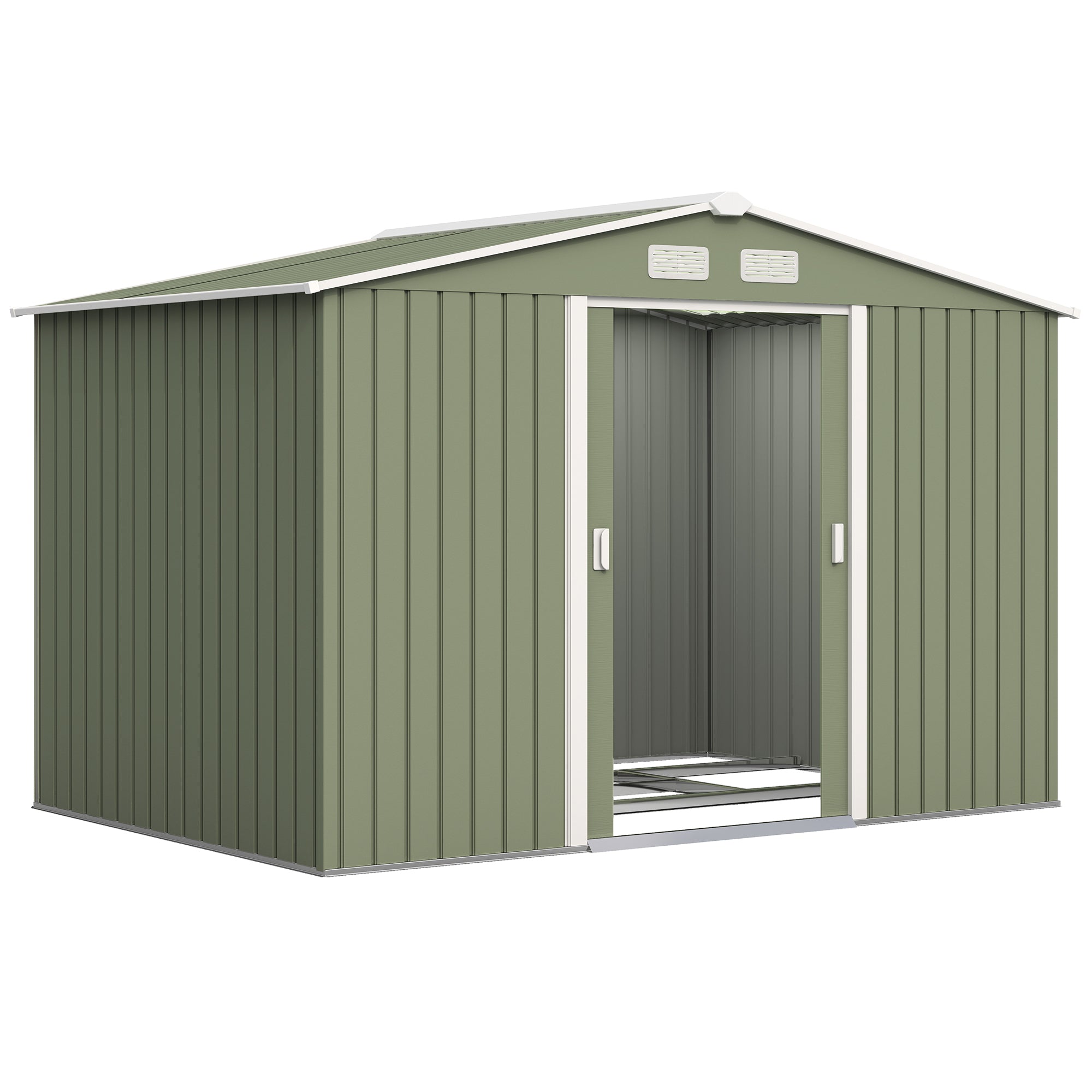9' x 6' Outdoor Storage Shed, Garden Tool Metal Shed with Foundation Kit, Double Lockable Door, Air Vents and Sloping Roof, for Backyard, Patio, Lawn