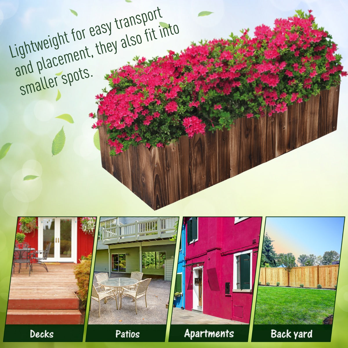 40" x 16" x 12" Raised Planter Box Garden Scalloped Edge Wooden
