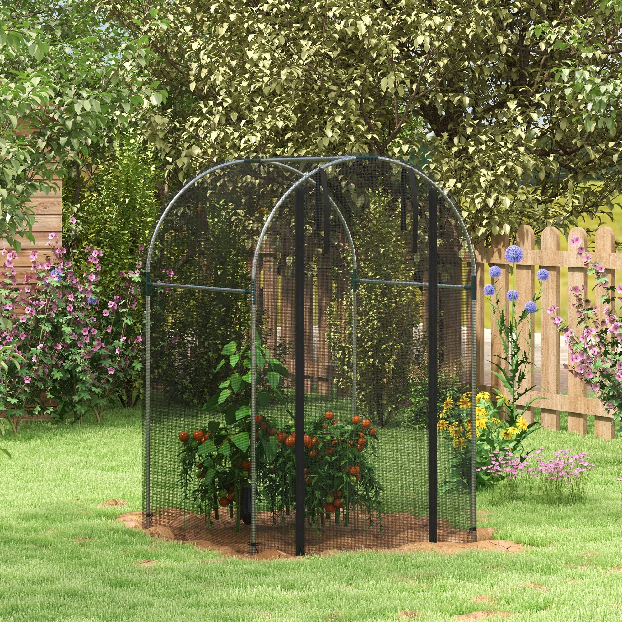Galvanized Steel Crop Cage, Plant Protection Tent with Zippered Door, 4' x 4'