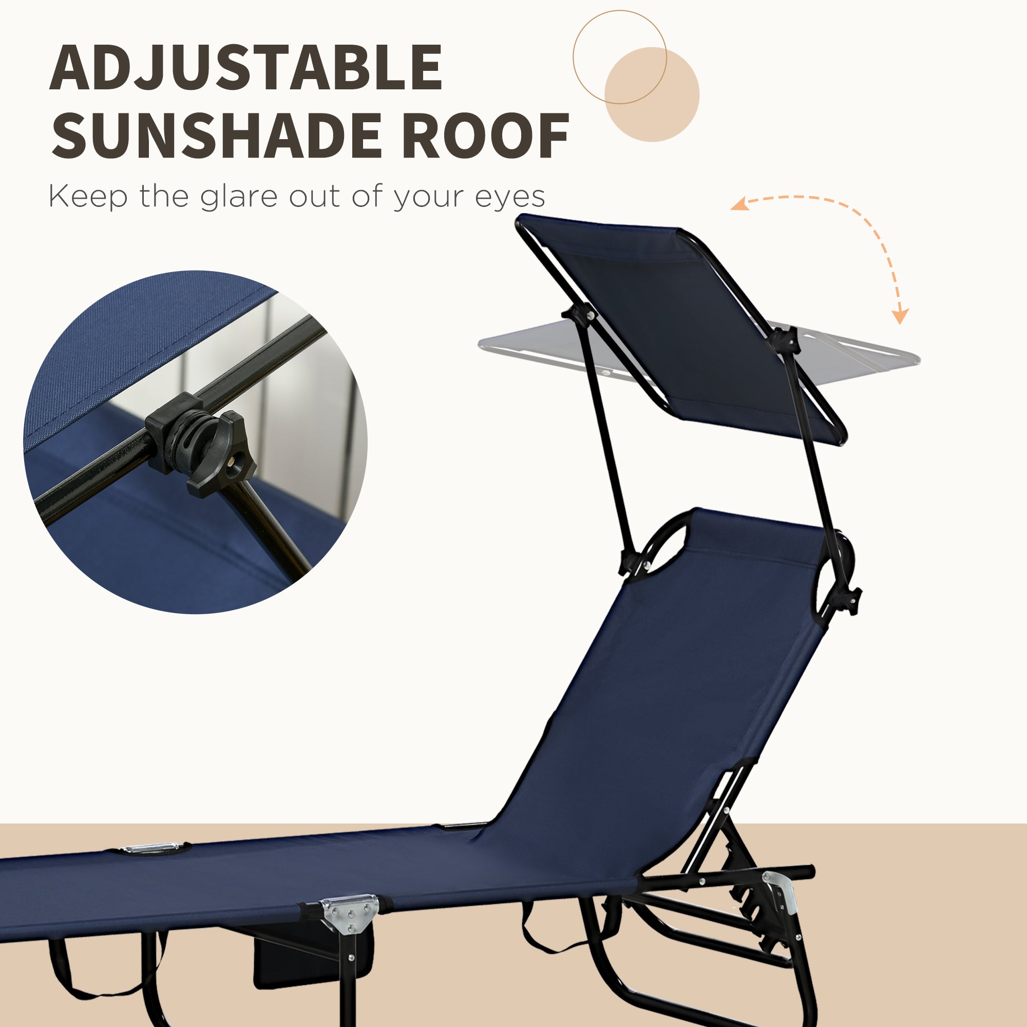 Chaise Pool Lounge Chairs Set of 2, Outdoor Sun Tanning Chairs, Reclining Back, Steel Frame and Side Pocket