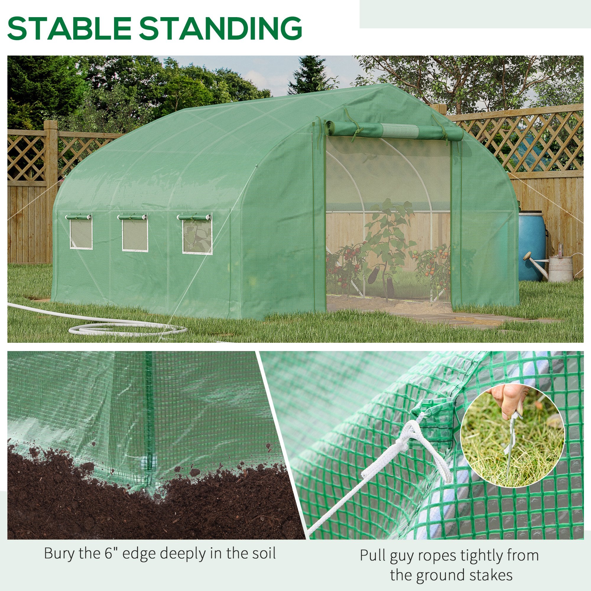 11.5' x 10' x 6.5' Walk-in Tunnel Greenhouse, Green House with Zippered Mesh Door, 7 Mesh Windows & Roll-up Sidewalls, Upgraded Gardening Plant Hot House with Galvanized Steel Hoops