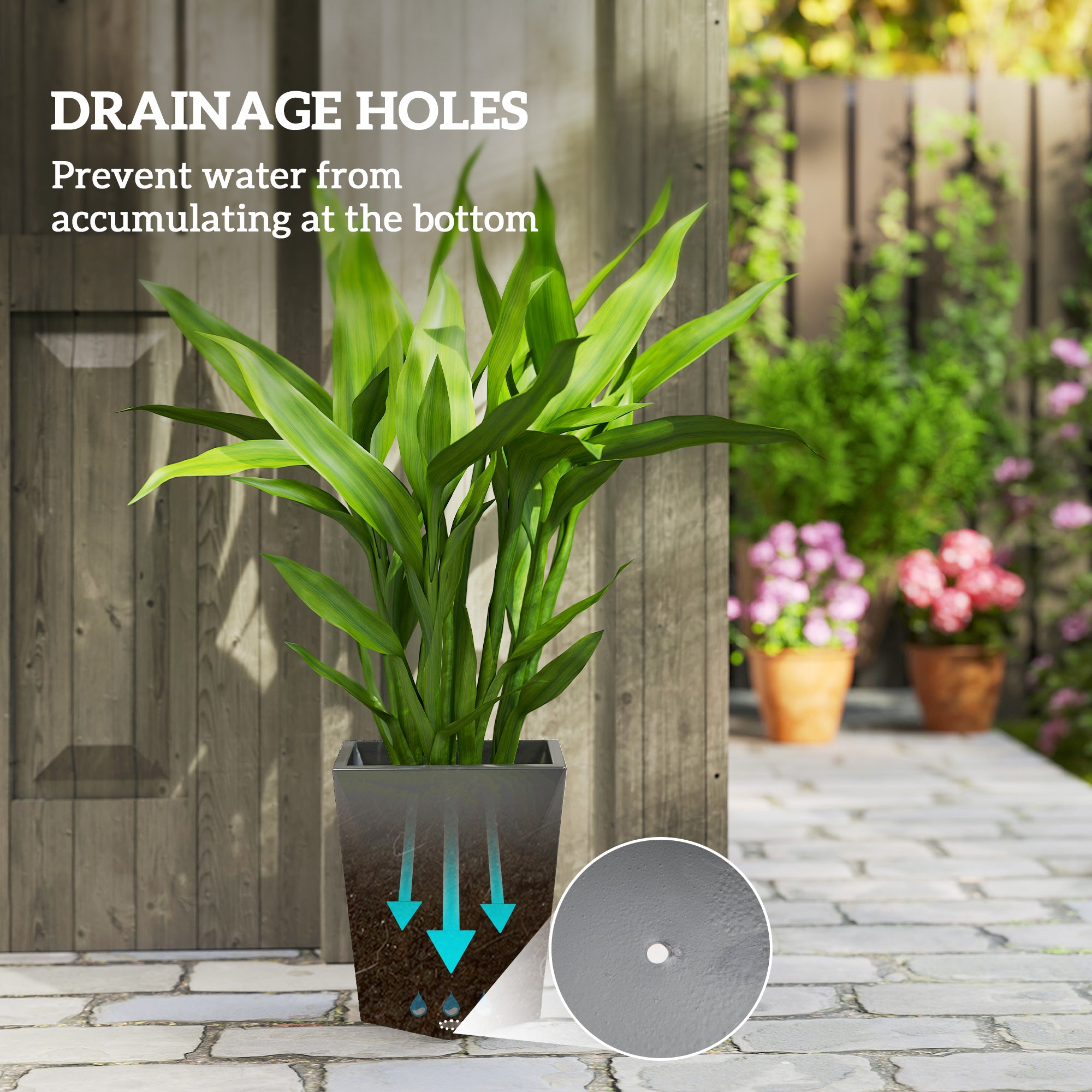 Indoor Outdoor Planters Set of 3 MgO Tall Planters Stackable Flower Pots with Drainage Holes for Garden, Balcony