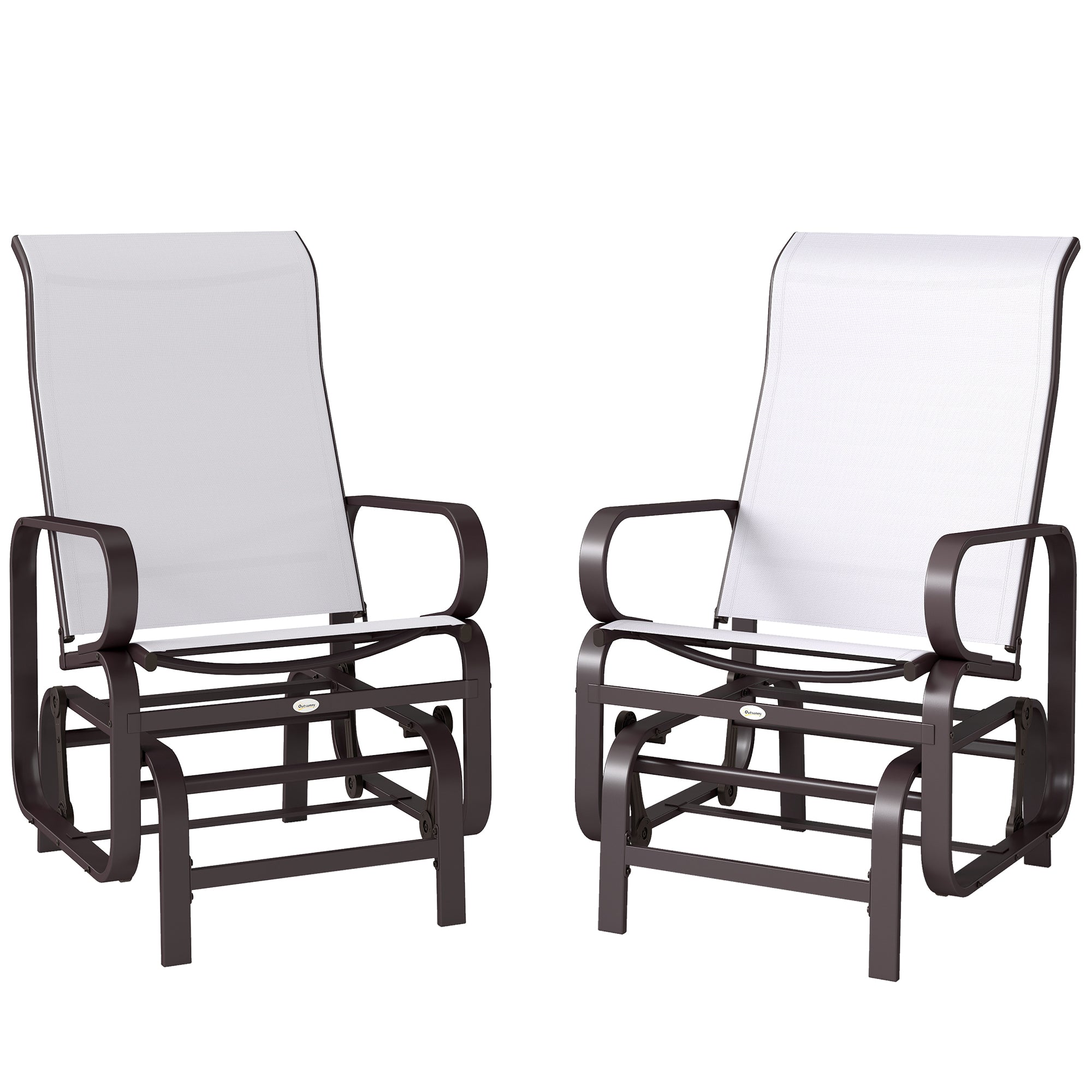 Gliding Lounger Chair Set of 2, Single Rockers with Lightweight Metal & Mesh Construction