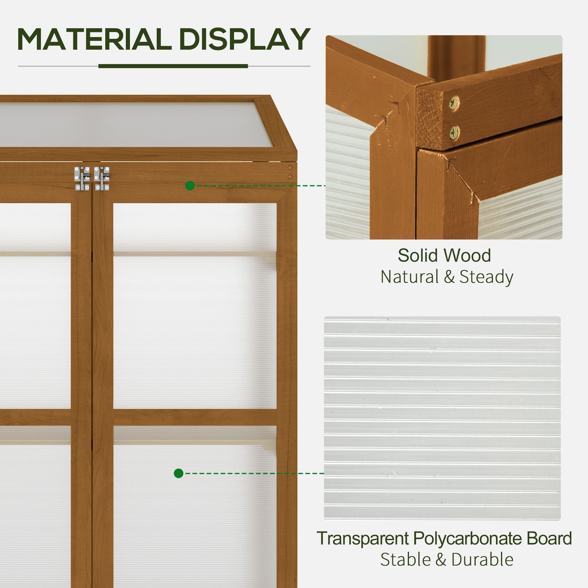 Wooden Cold Frame Greenhouse Small Mini Planter Box, 30" L x 24" W x 44" H