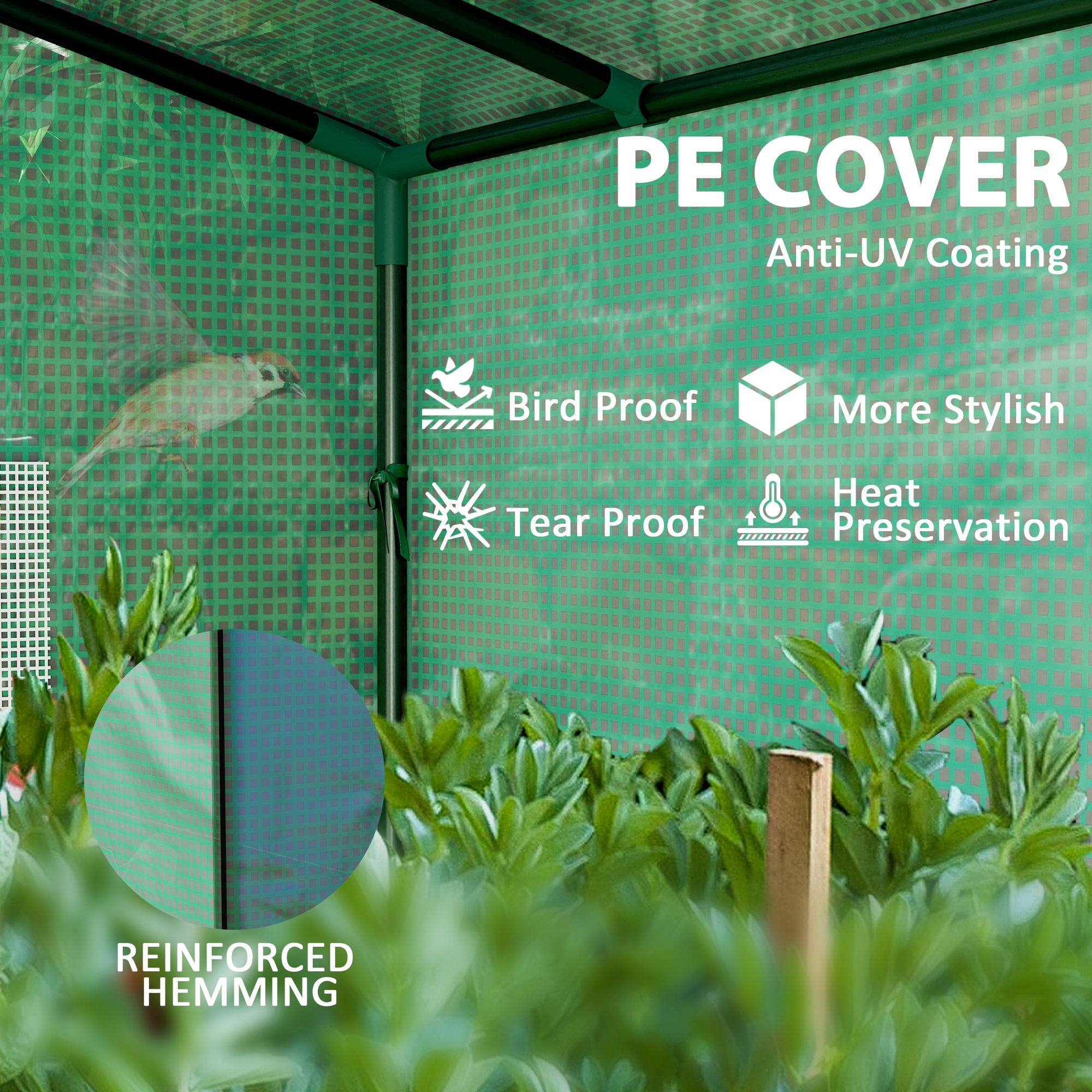 Walk-in Portable Greenhouse Small Greenhouse for Outdoors with UV-resistant PE Cover, 6.6' x 2.5' x 5.6'