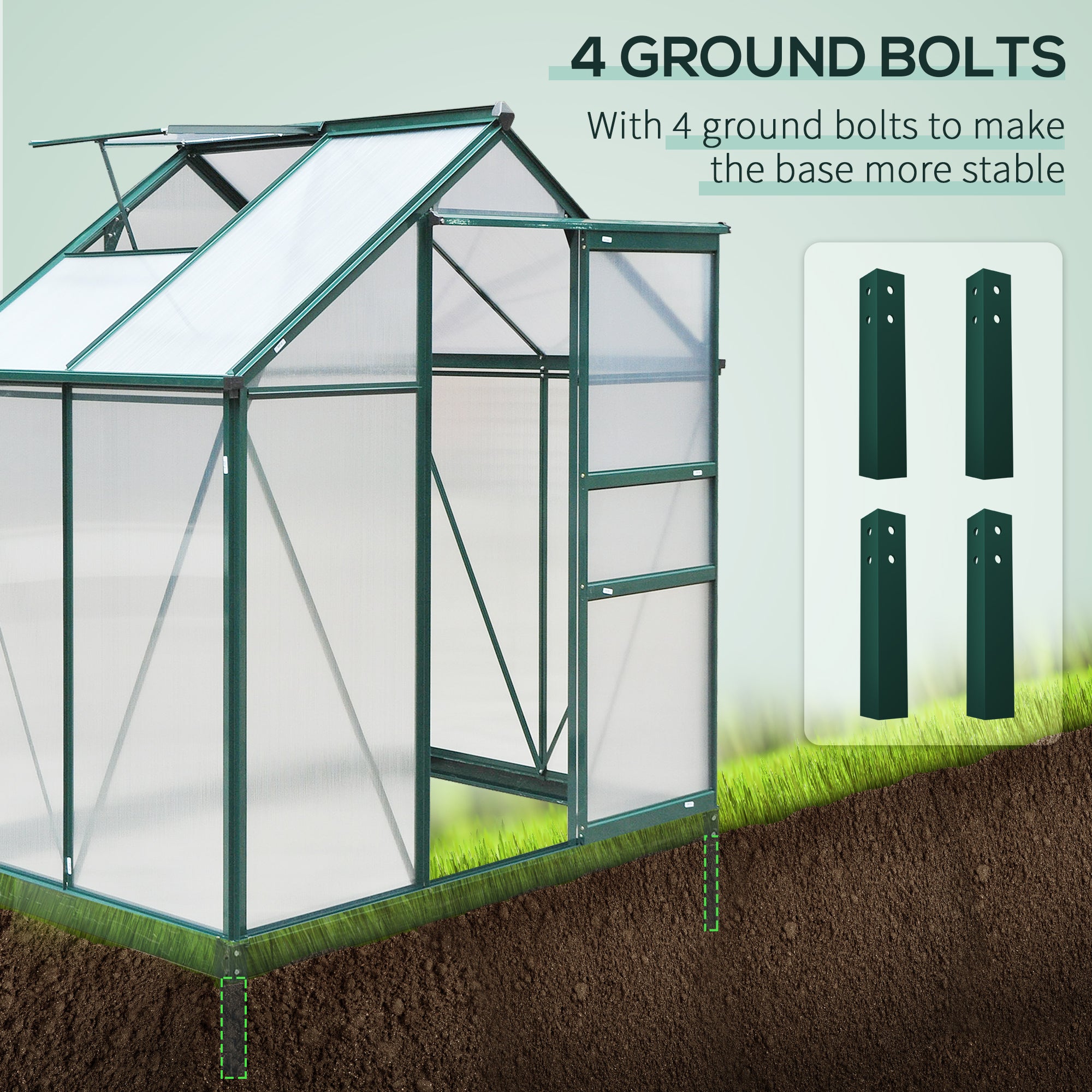 6' x 4' Greenhouse for Outdoors, Polycarbonate Greenhouse with Rain Gutter and Roof Vent, Aluminum Walk-in Green Houses for Outside for Patio Backyard Garden