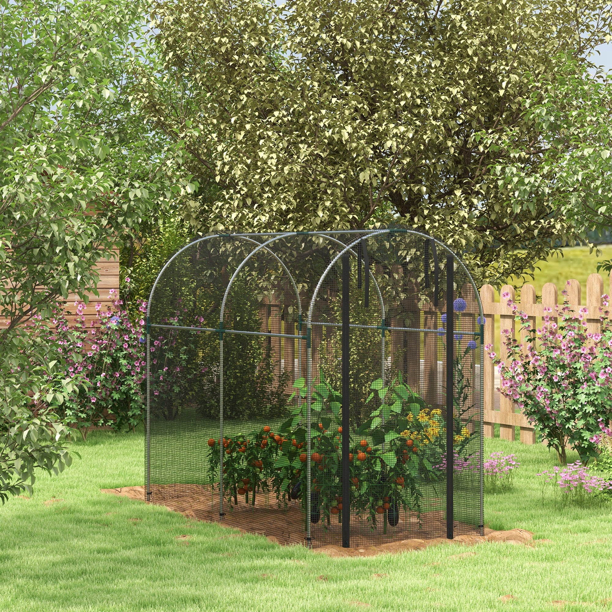 Galvanized Steel Crop Cage, Plant Protection Tent with Zippered Door, 4' x 8'