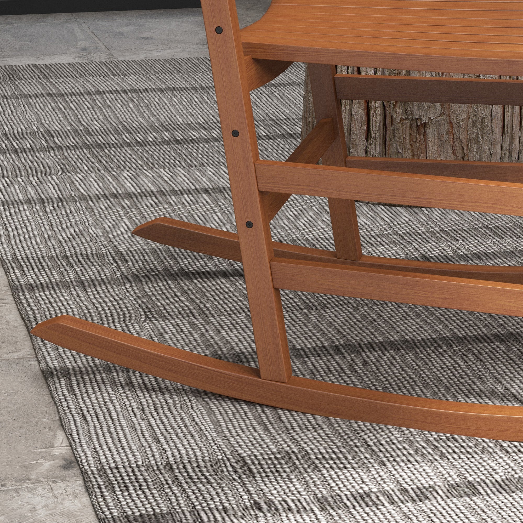 Outdoor Rocking Chair Set of 2, Patio Rocking Chair with Smooth Curves, High Density Wooden Rockers for Lawn Garden Porch, Supports Up to 350lbs