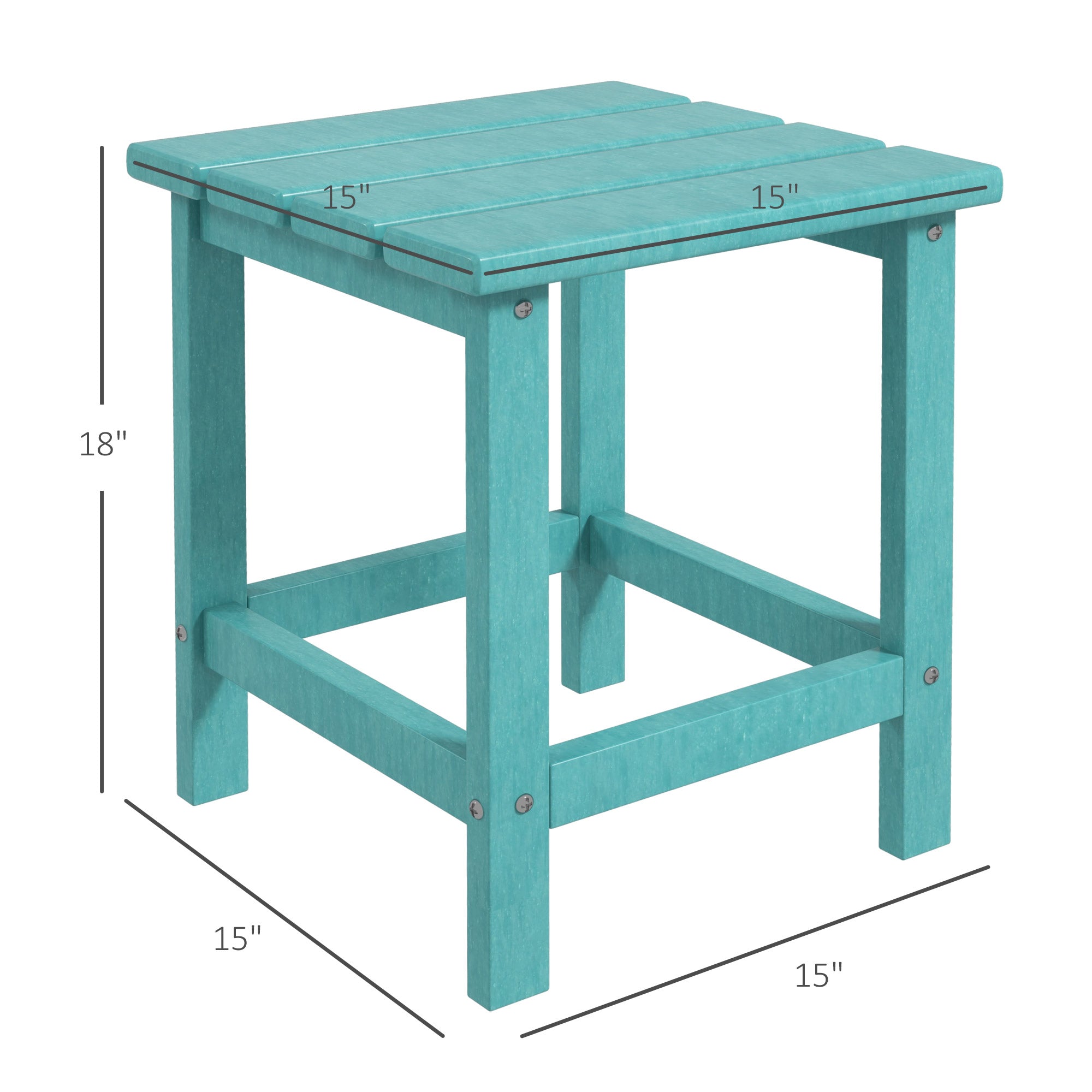 Adirondack Side Table, Square Patio End Table, Weather Resistant 15" Outdoor HDPE Table for Porch, Pool, Balcony