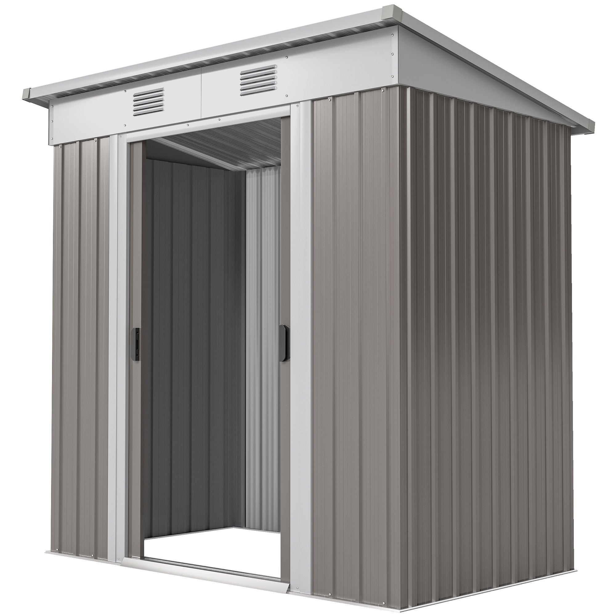 6' x 4' Metal Garden Shed, Backyard Tool Storage Shed with Dual Locking Doors, 2 Air Vents and Steel Frame, Gray
