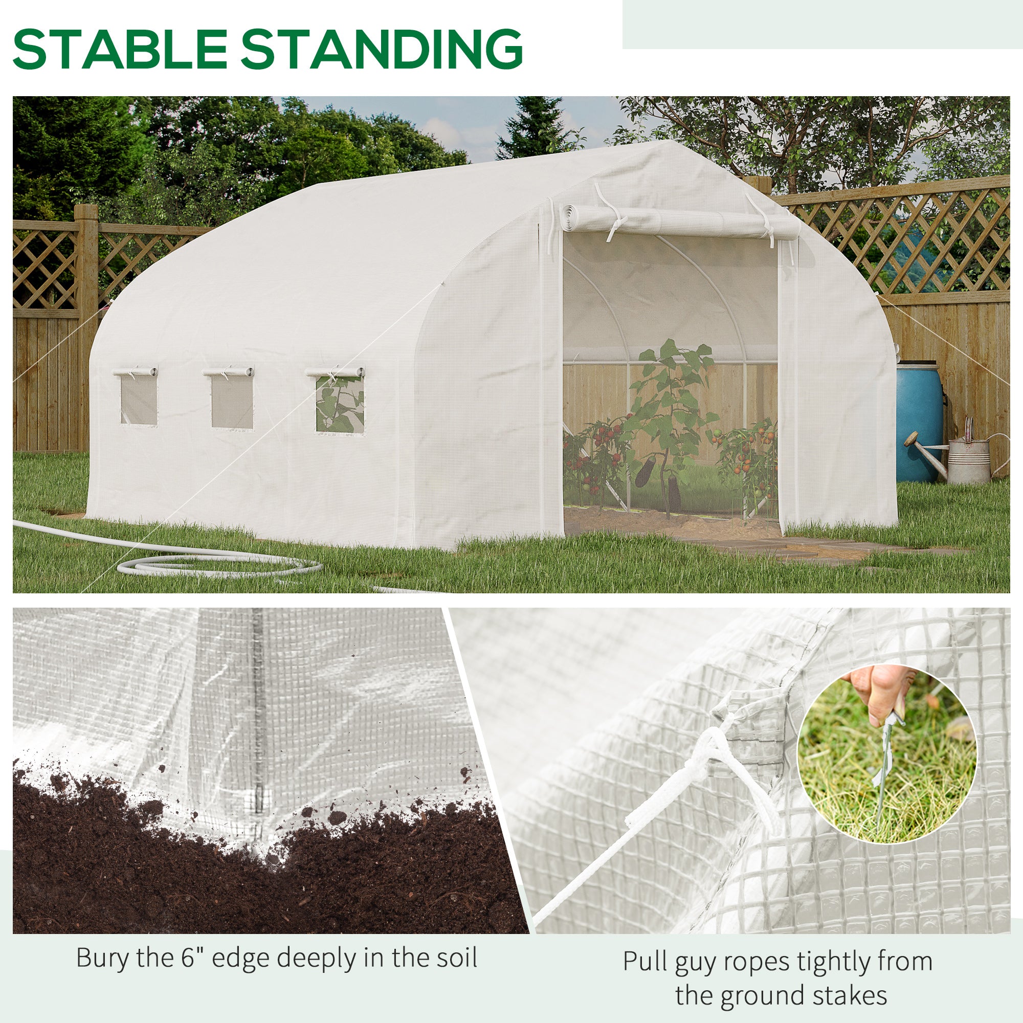 11.5' x 10' x 6.5' Walk-in Tunnel Greenhouse, Green House with Zippered Mesh Door, 7 Mesh Windows & Roll-up Sidewalls, Upgraded Gardening Plant Hot House with Galvanized Steel Hoops