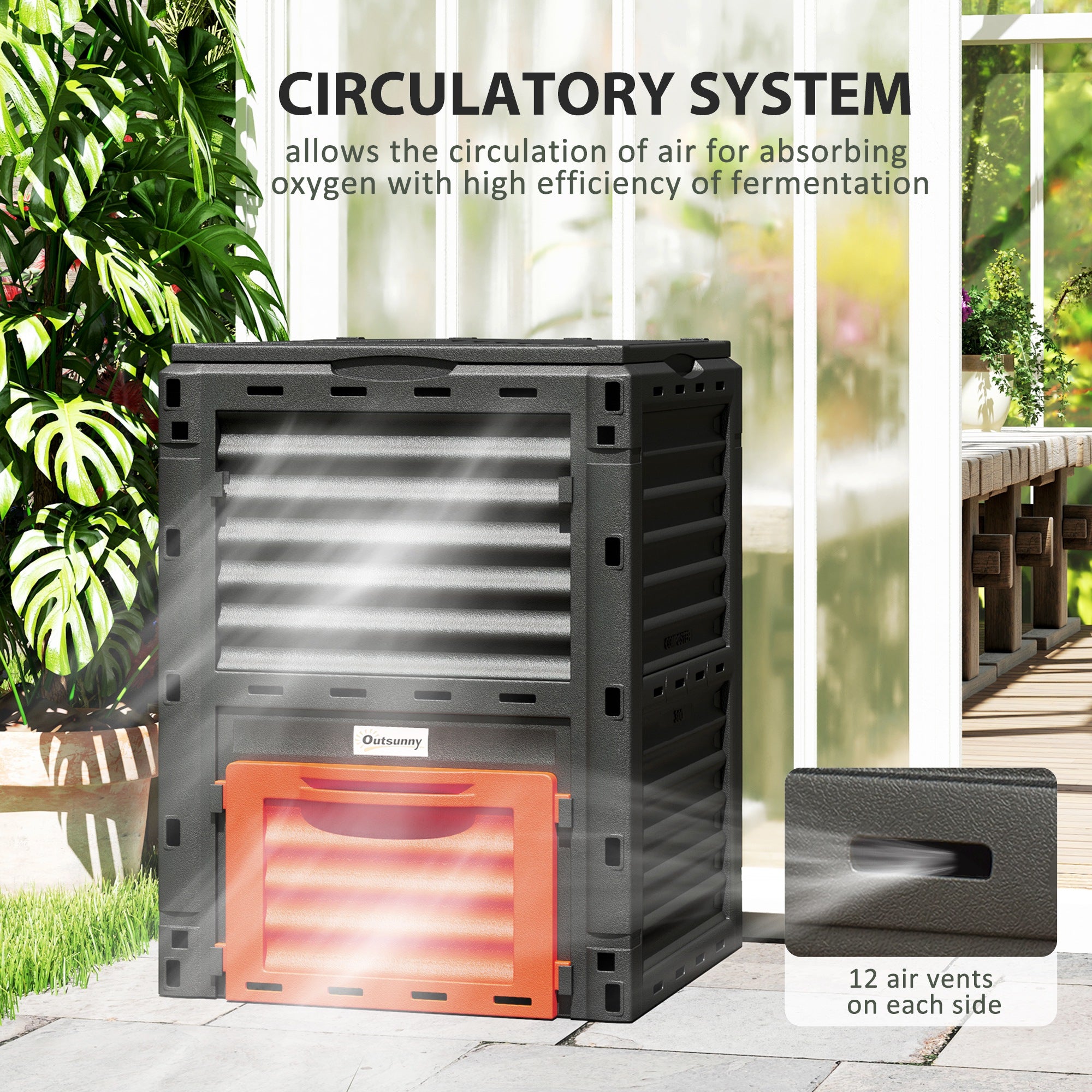 Garden Compost Bin 80 Gallon Outdoor Large Capacity Composter Fast Create Fertile Soil Aerating Box