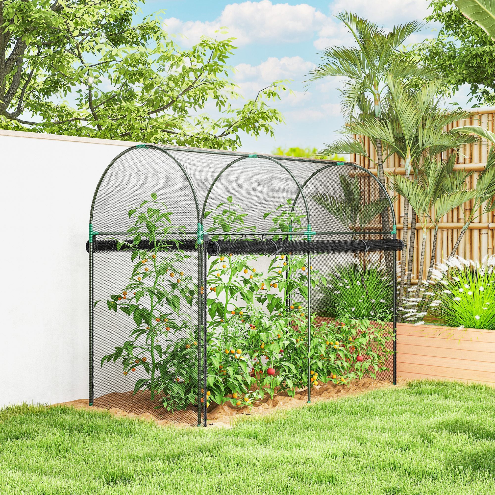 Crop Cage, 6' x 3' x 5' Large Plant Protection Tent with Zippered Door, Outdoor Garden Cage