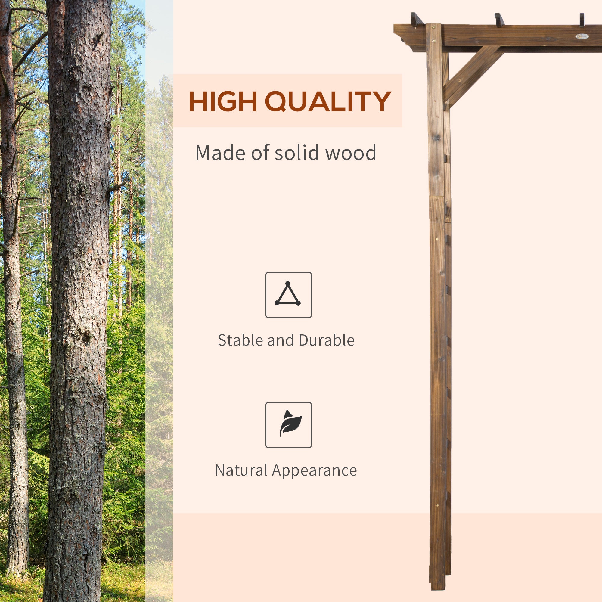 85" Wooden Garden Arbor for Wedding and Ceremony, Outdoor Garden Arch Trellis for Climbing Vines