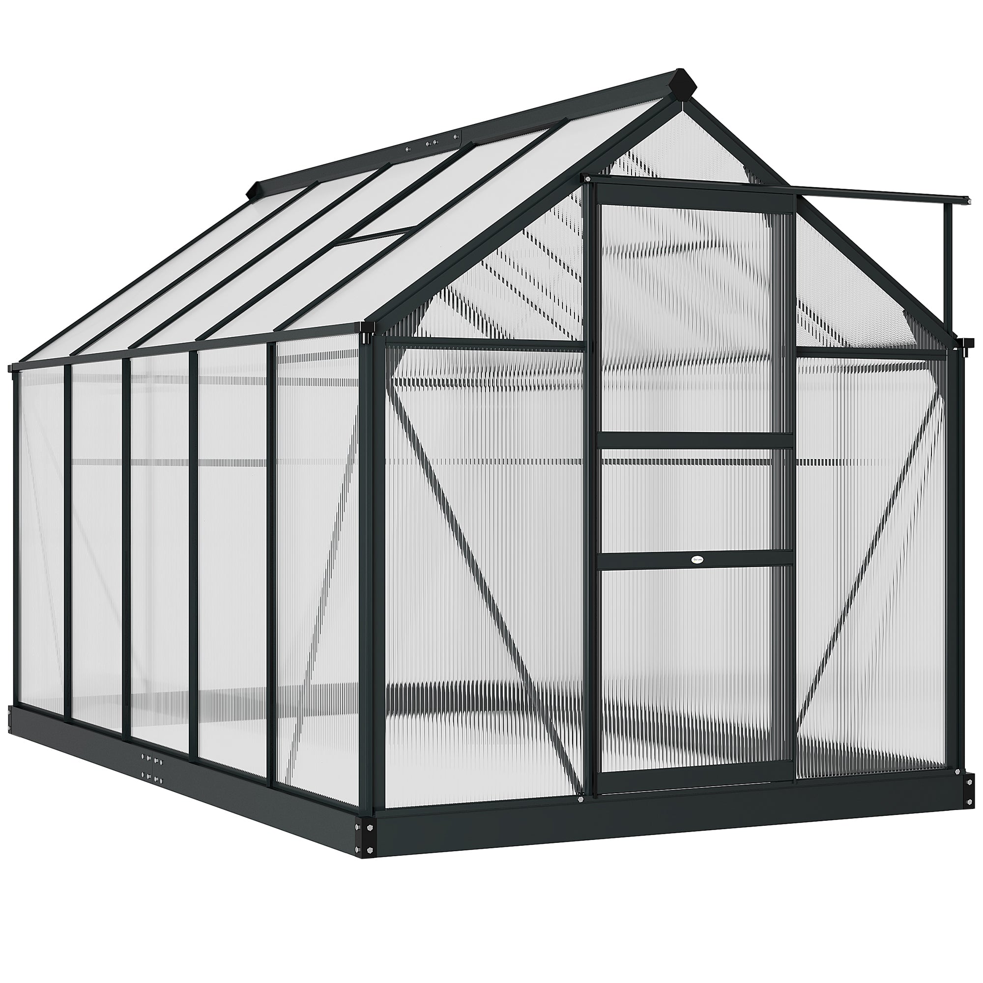 Greenhouse for Outdoors, Polycarbonate Greenhouse with Rain Gutter and Roof Vent, Aluminum Walk-in Green House for Patio Backyard Garden