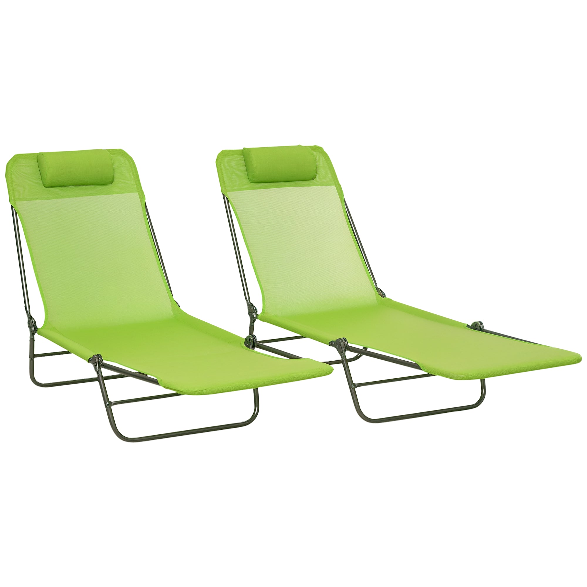 2 Piece Folding Chaise Lounge Chairs, Pool Sun Tanning Chairs with Reclining Back, Breathable Mesh Seat