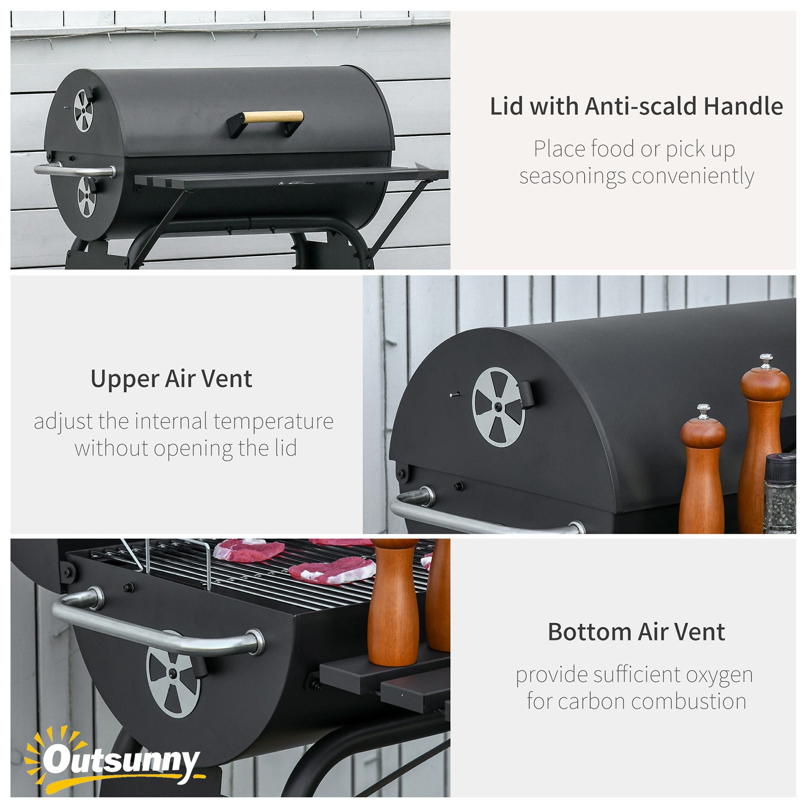 30" Portable Charcoal Barbecue Grill with Wheels Outdoor Barbecue with Adjustable Charcoal Rack, Storage Shelf, for Garden Camping Picnic