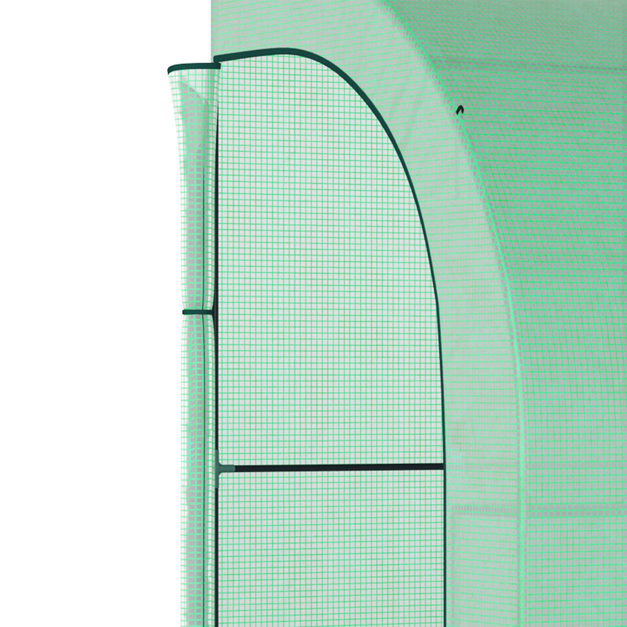 10' x 5' x 7' Outdoor Walk-In Greenhouse, Plant Nursery with Zippered Doors, PE Cover and 3 Wire Shelves