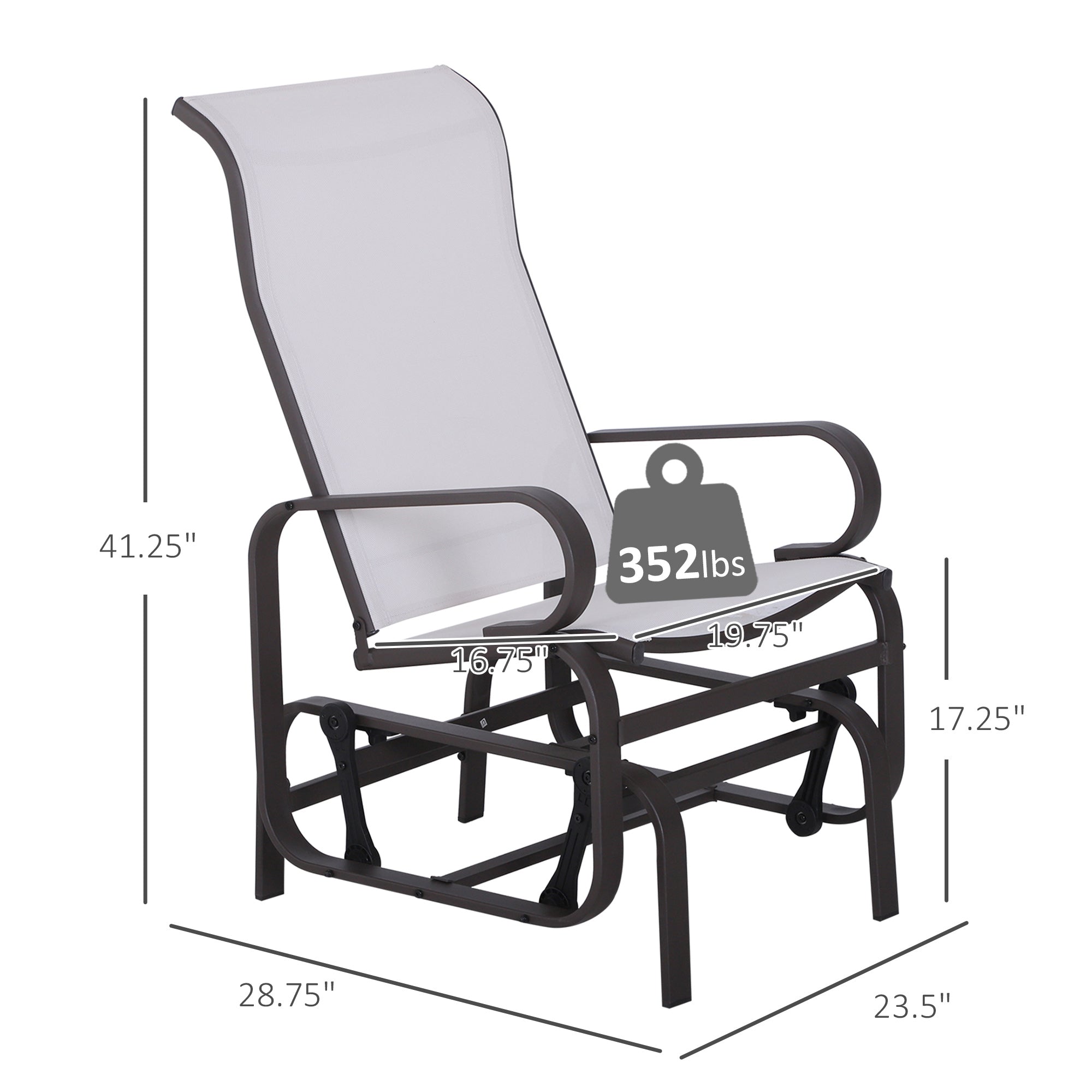 Outdoor Patio Glider Rocker, Metal High-Back Chair for Outdoor Use