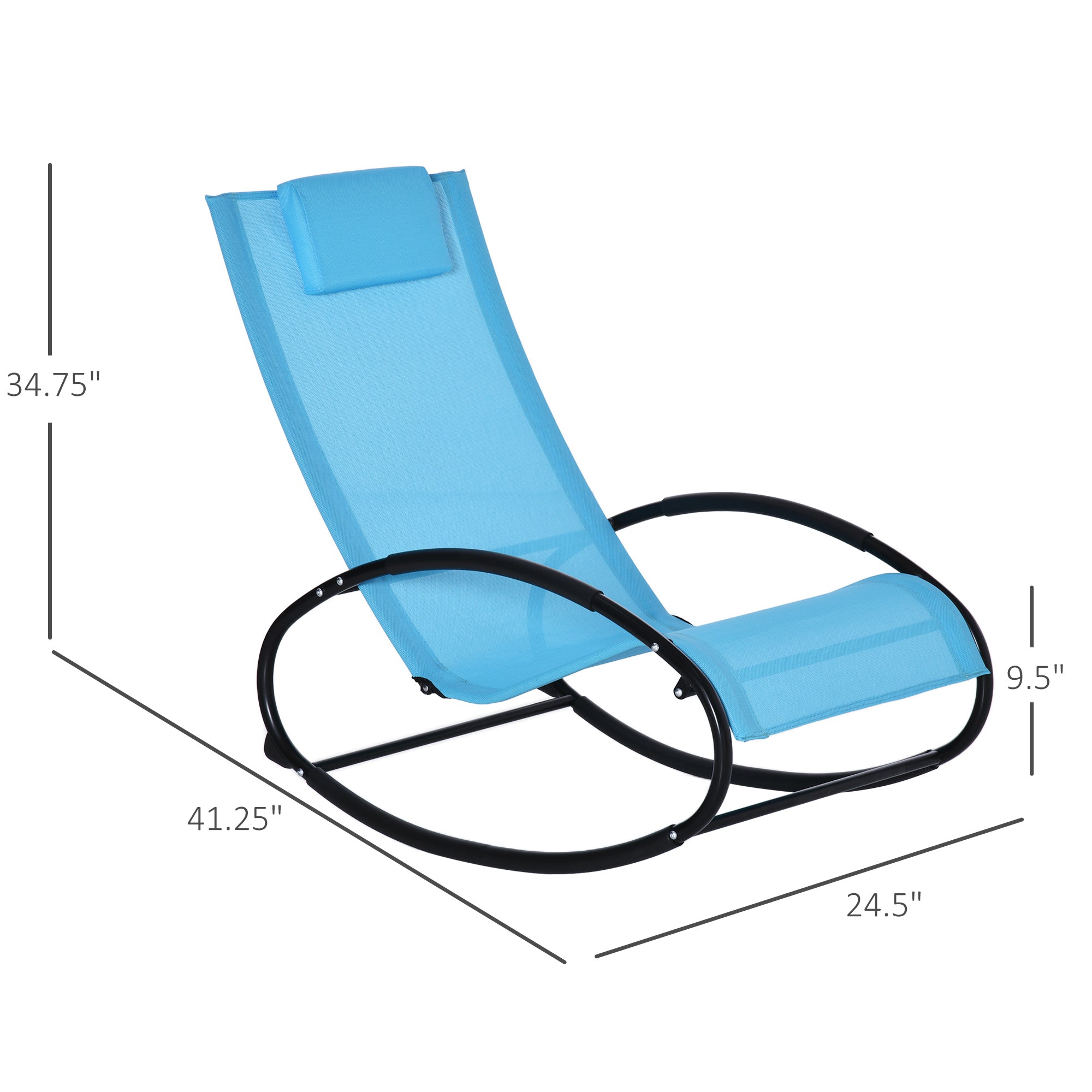 Pool Lounger, Outdoor Rocking Lounge Chair for Sunbathing, Pool, Beach, Porch with Pillow and Cool Mesh, Sun Tanning Rocker