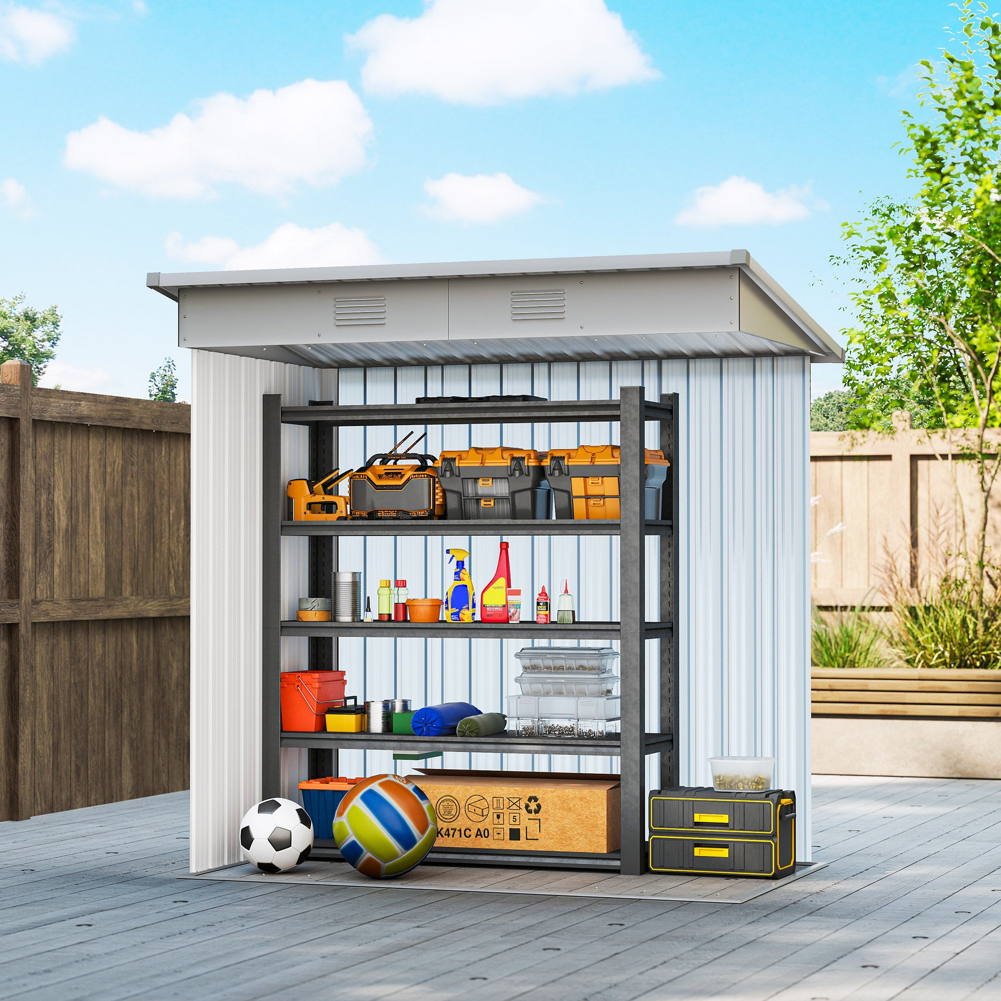 6' x 4' Metal Garden Shed, Backyard Tool Storage Shed with Dual Locking Doors, 2 Air Vents and Steel Frame, Gray