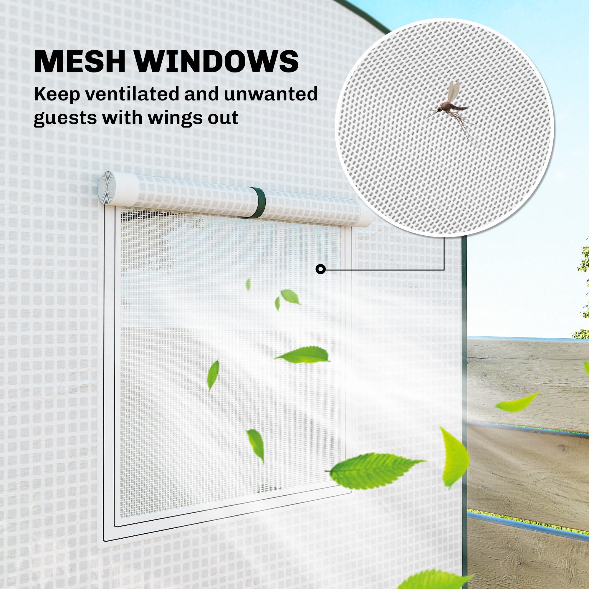 Mini Greenhouse, Portable Greenhouse with Roll-Up Door and 2 Mesh Windows, PE Cover, 78.7" x 29.5" x 74"