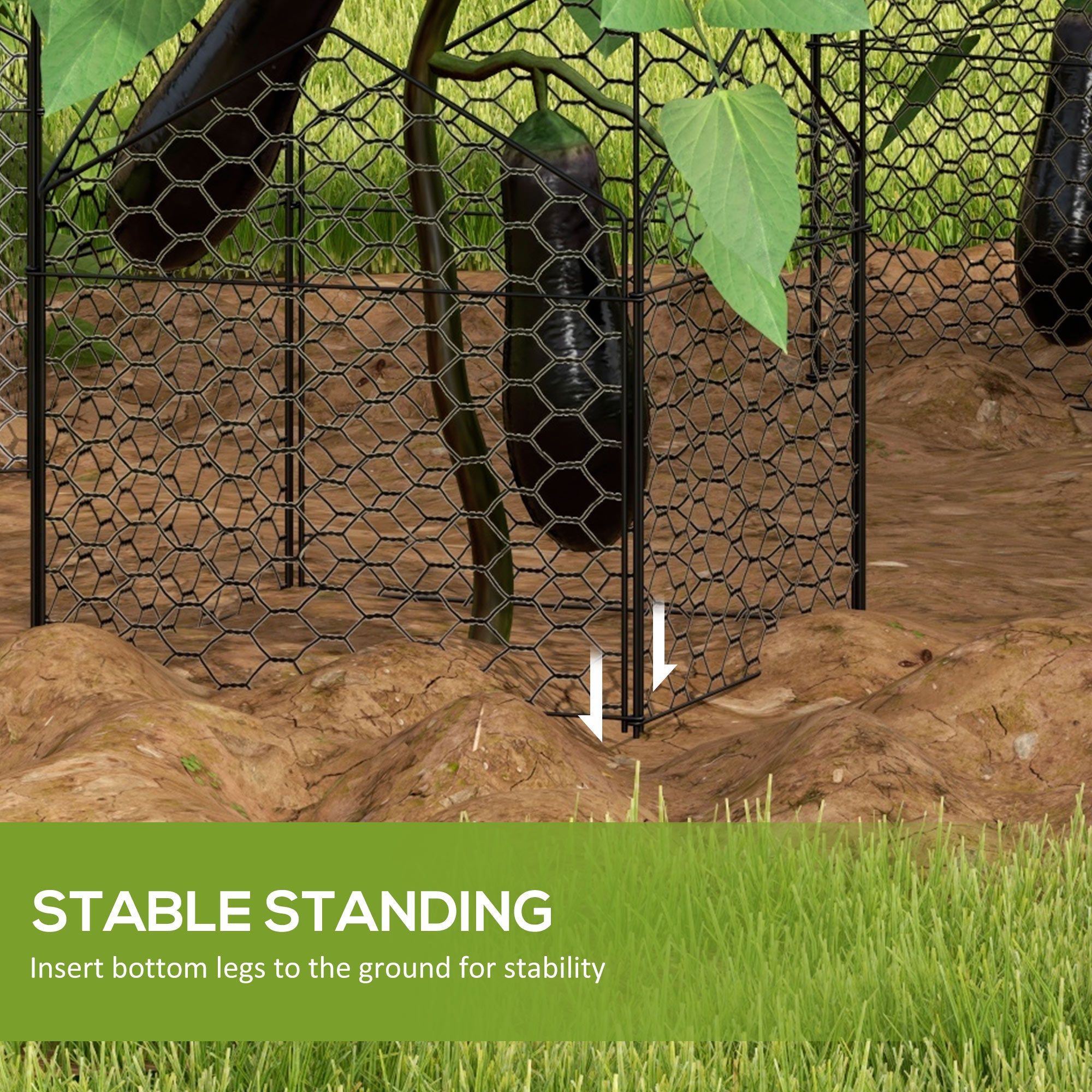 4 Pack Garden Cloches for Plants, 12" x 14" Metal Crop Cage Set, Plant Cages to Keep Animals Out, Black