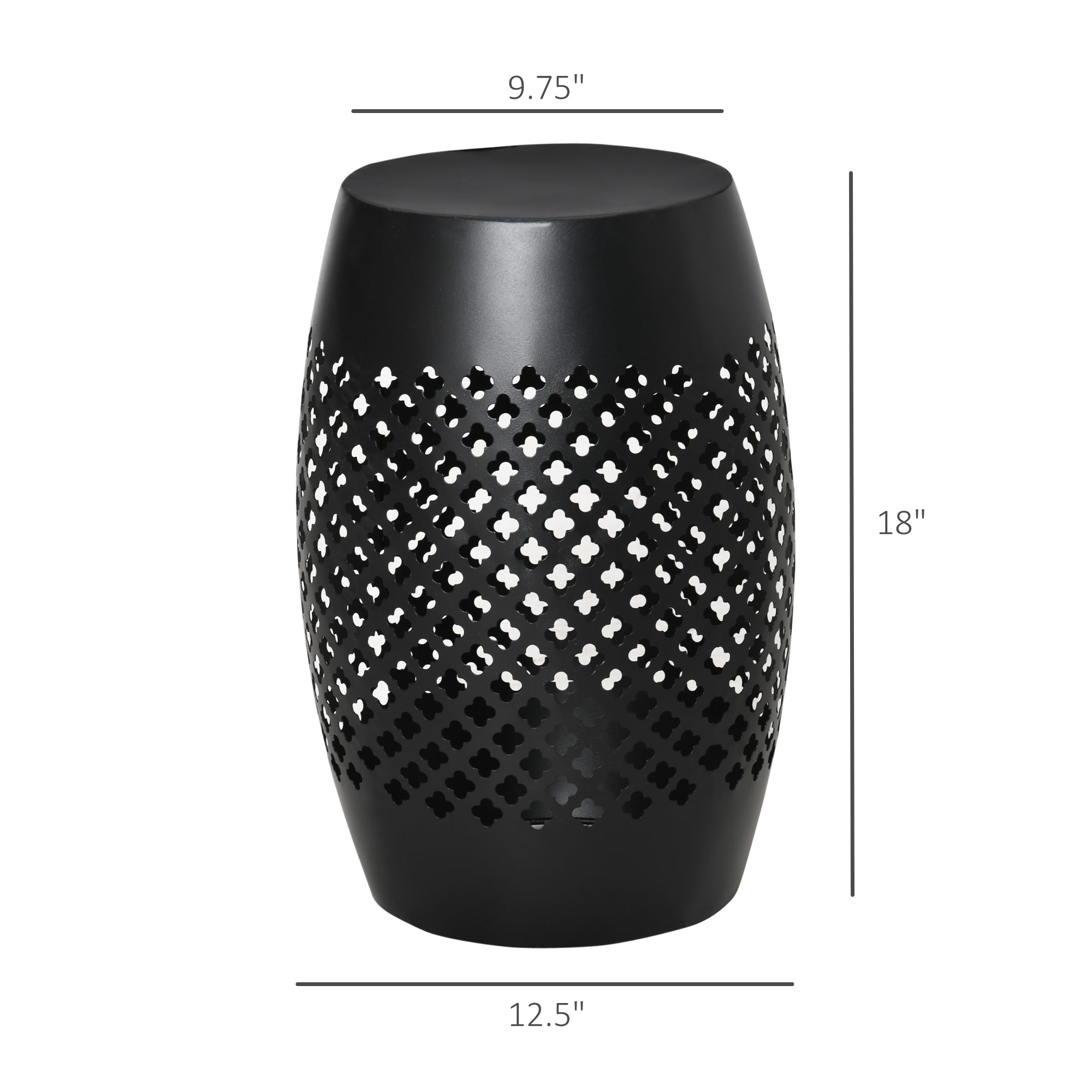 12" Steel Outdoor Side Table, Round Hollow Drum Patio End Table, Accent Table for Indoor and Outdoor
