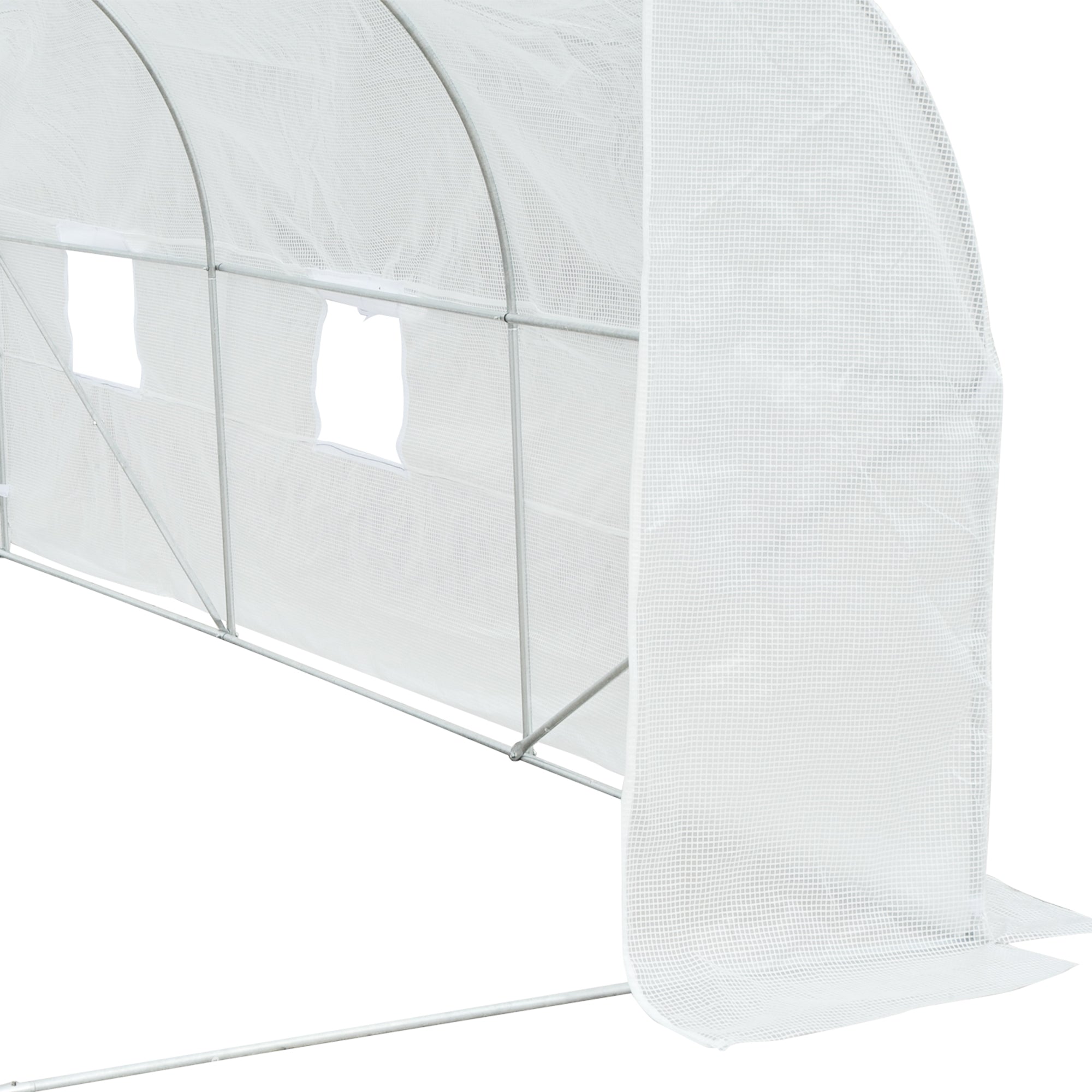 11.5' x 10' x 6.5' Outdoor Walk-in Greenhouse, Tunnel Green House with Roll-up Windows, Zippered Door, PE Cover, Heavy Duty Steel Frame, White