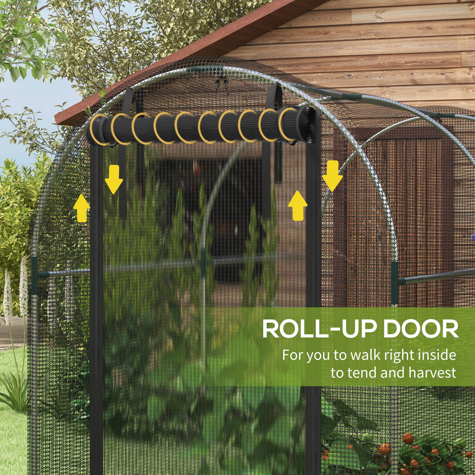 Galvanized Steel Crop Cage, Plant Protection Tent with Zippered Door, 4' x 8'