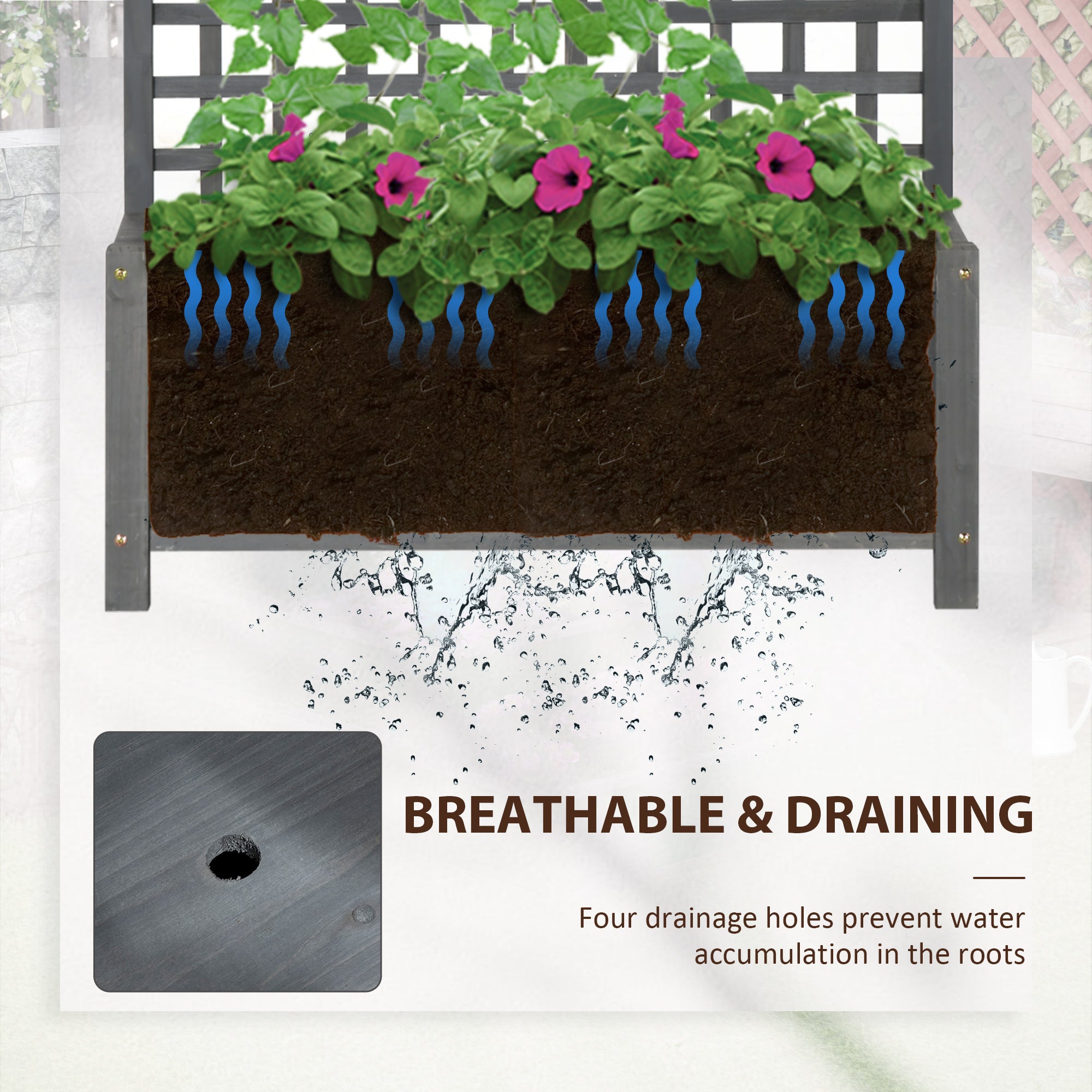 Wood Planter with Trellis for Vine Climbing, Raised Garden Bed, Privacy Screen for Backyard, Patio