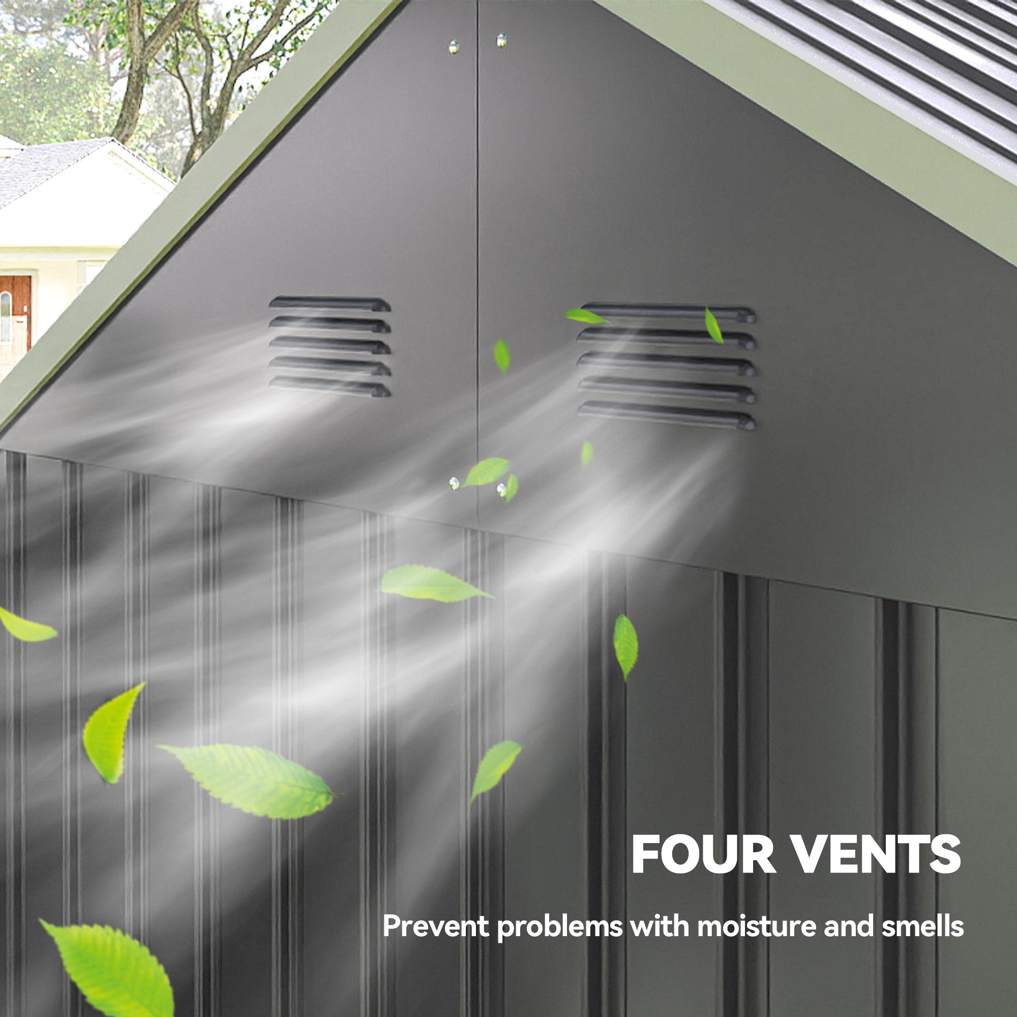 8' x 5.5' Metal Garden Storage Shed, Extra Large Outdoor Tool Storage House w/Lockable Doors, Window, Air Vents