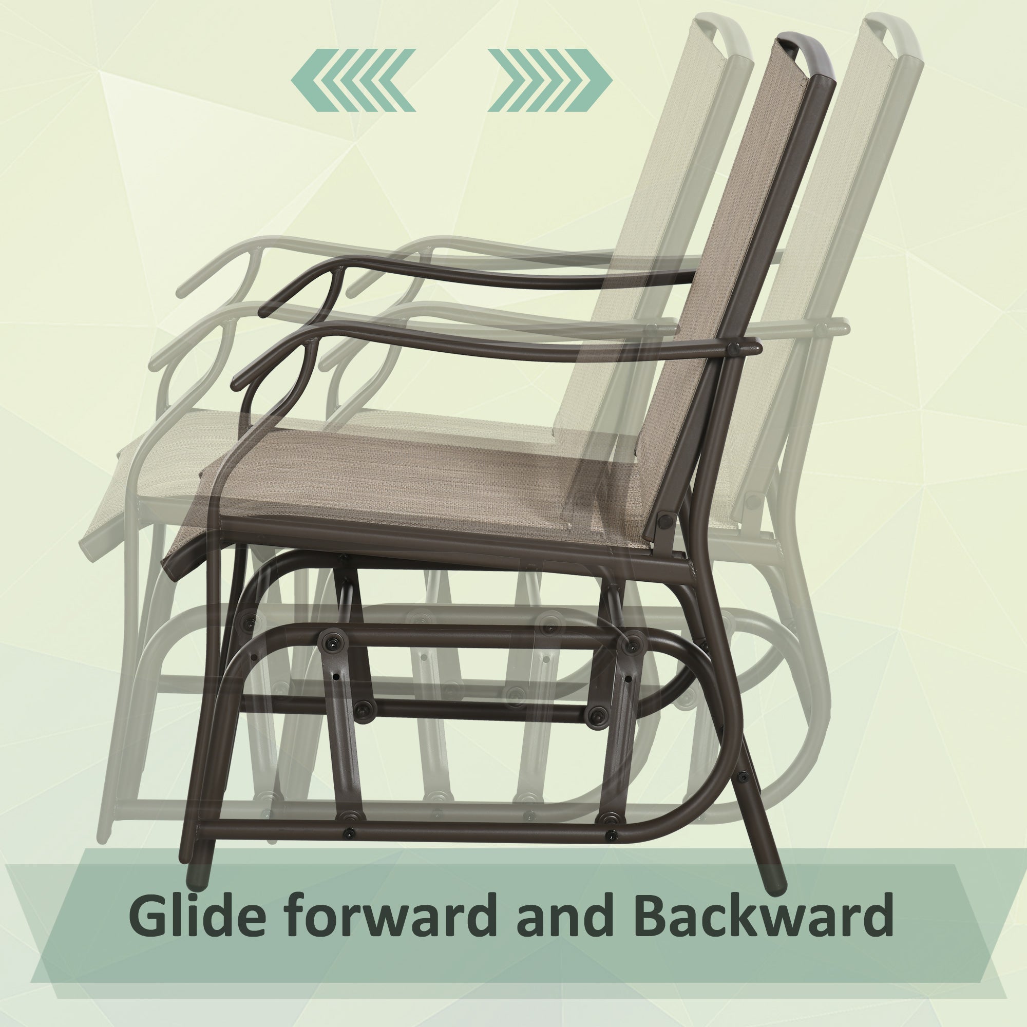 3 Piece Outdoor Glider Chair with Coffee Table Bistro Set, 2 Patio Rocking Swing Chairs with Breathable Sling Fabric, Glass Tabletop, for Backyard, Garden and Porch