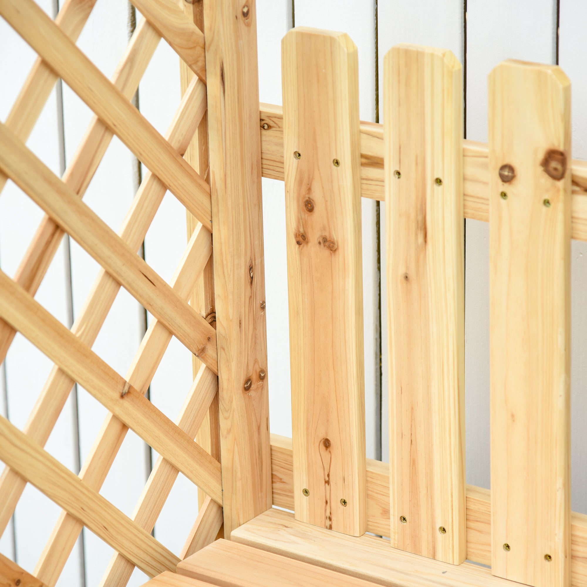 Outdoor Garden Bench Arch Pergola with Natural Fir Wood Build, Protective Varnish, & 2 Person Ergonomic Bench