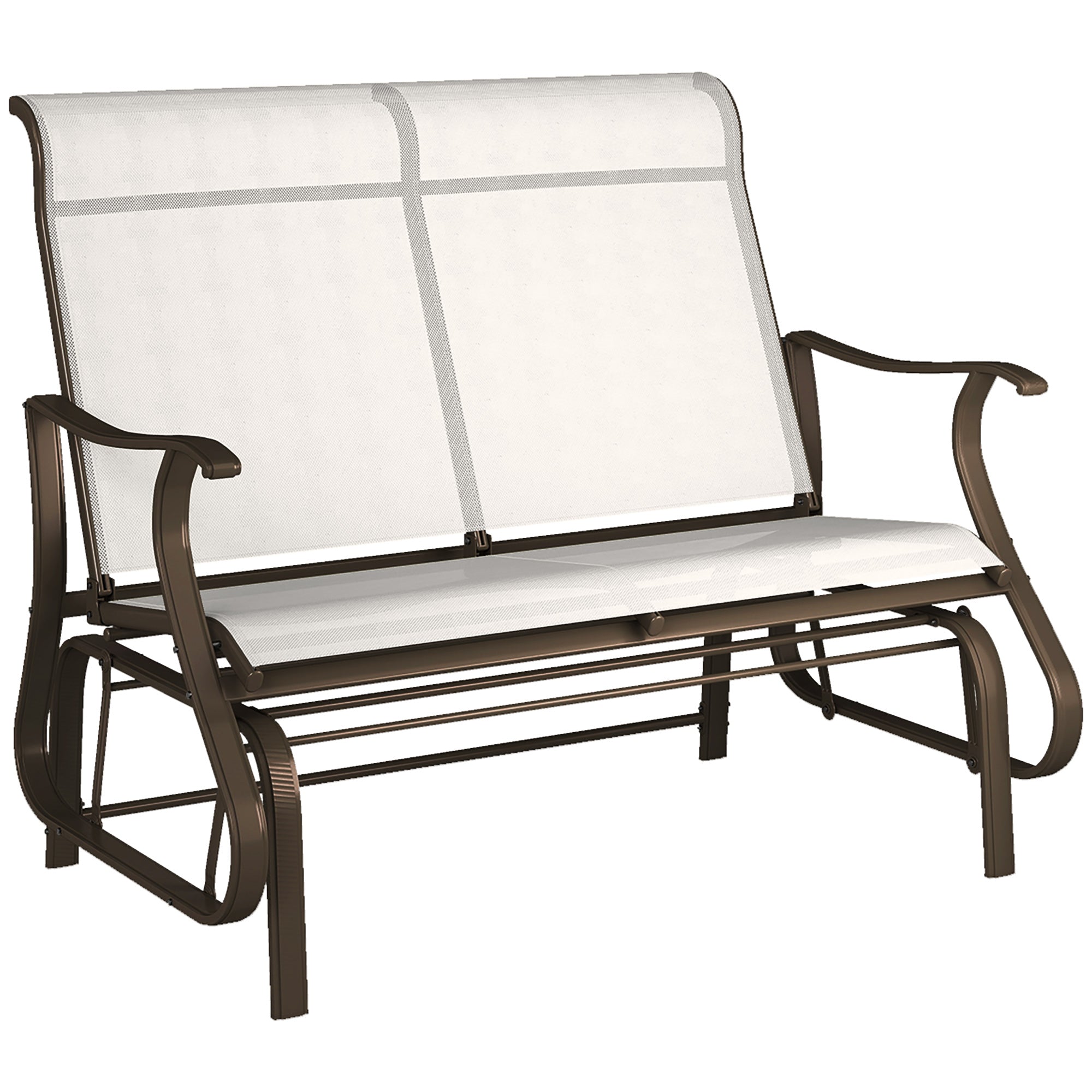 2-Person Outdoor Glider Bench, Patio Glider Loveseat Chair with Powder Coated Steel Frame, 2 Seats Porch Rocking Glider for Backyard, Lawn and Garden